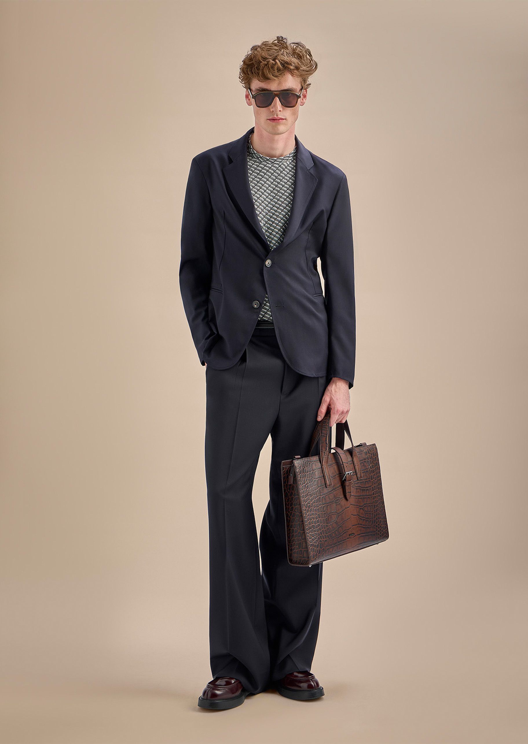 Emporio Armani 男士绵羊毛平驳领绅士风商务西装西服外套