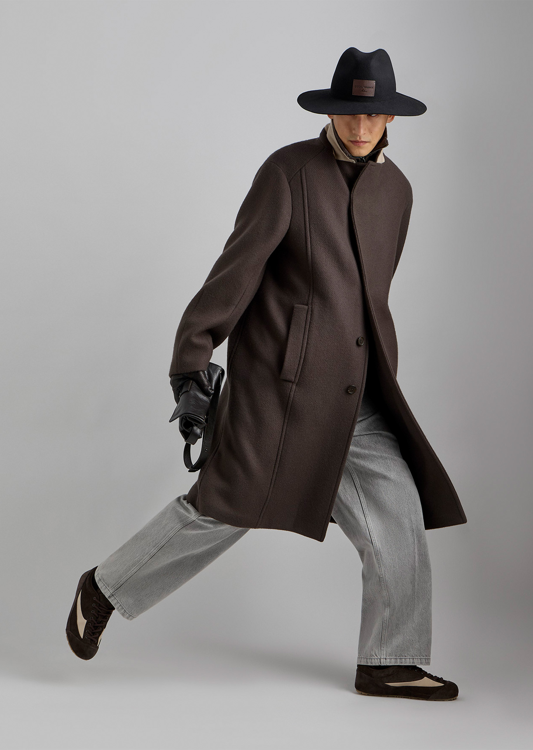 Emporio Armani 男士中长款翻领可拆卸拉链内胆单排扣大衣