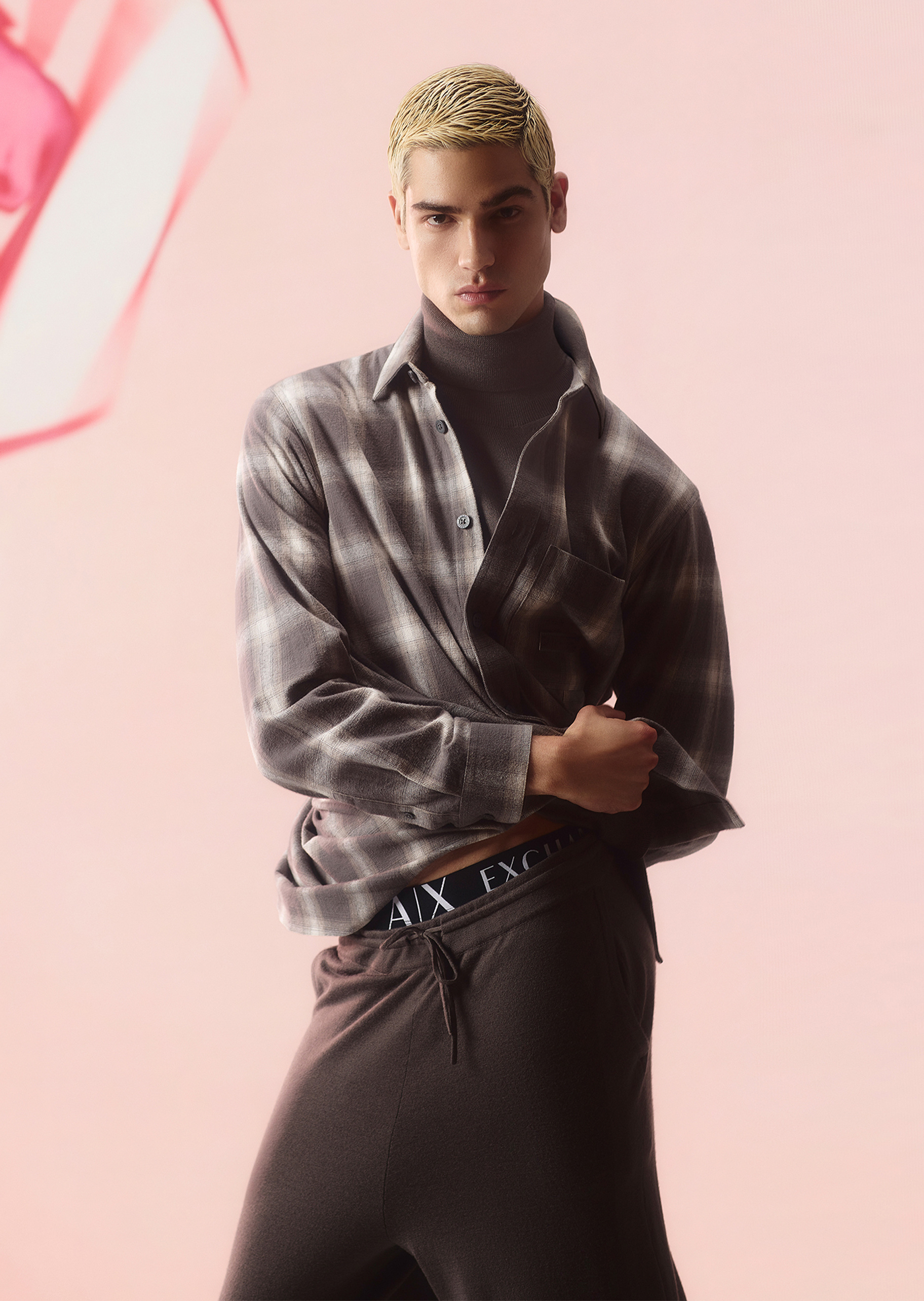 ARMANI EXCHANGE 男士高领老钱风羊毛混纺套头针织毛衣