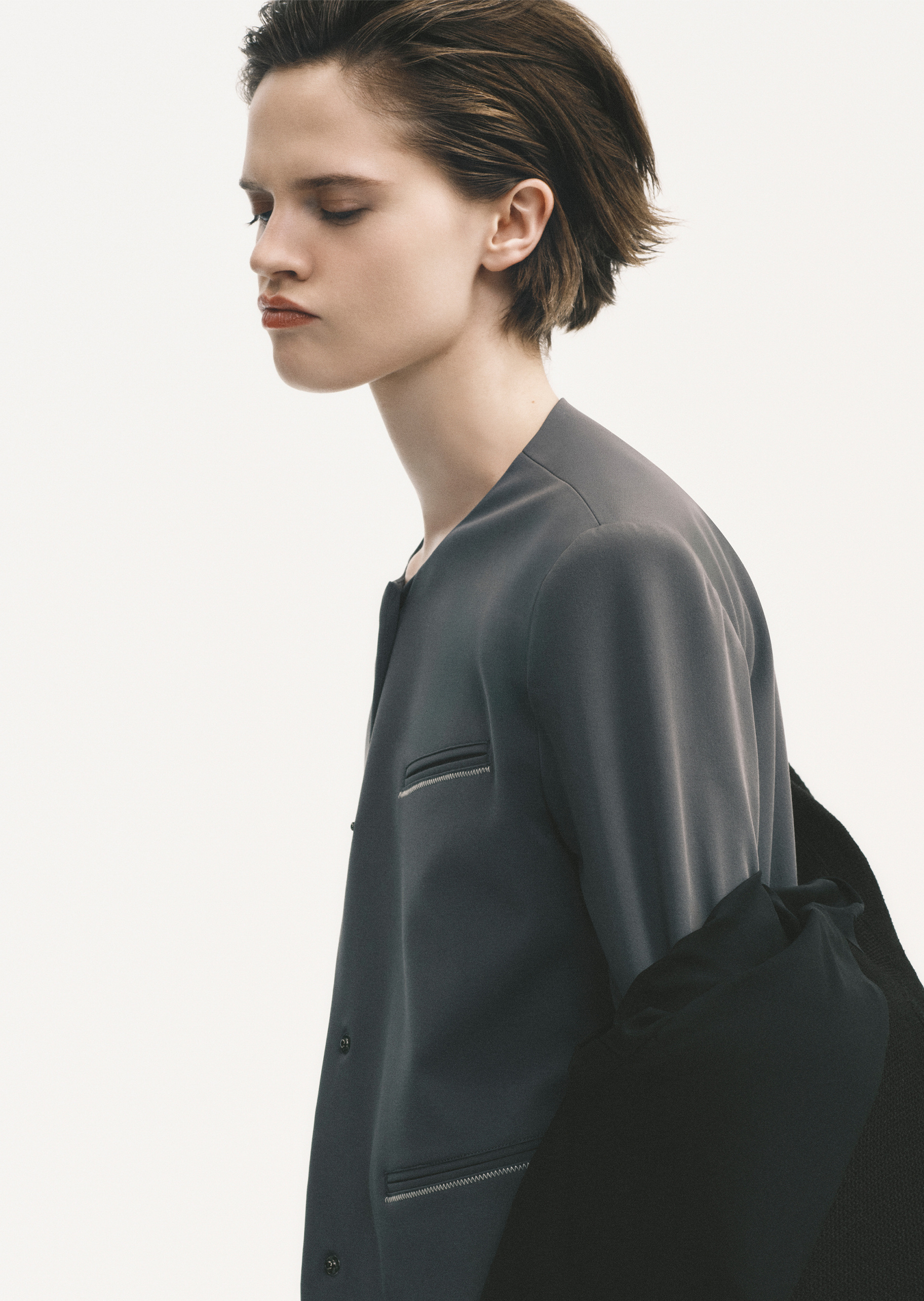 ARMANI EXCHANGE 女士短款圆领单排扣复古休闲西装外套