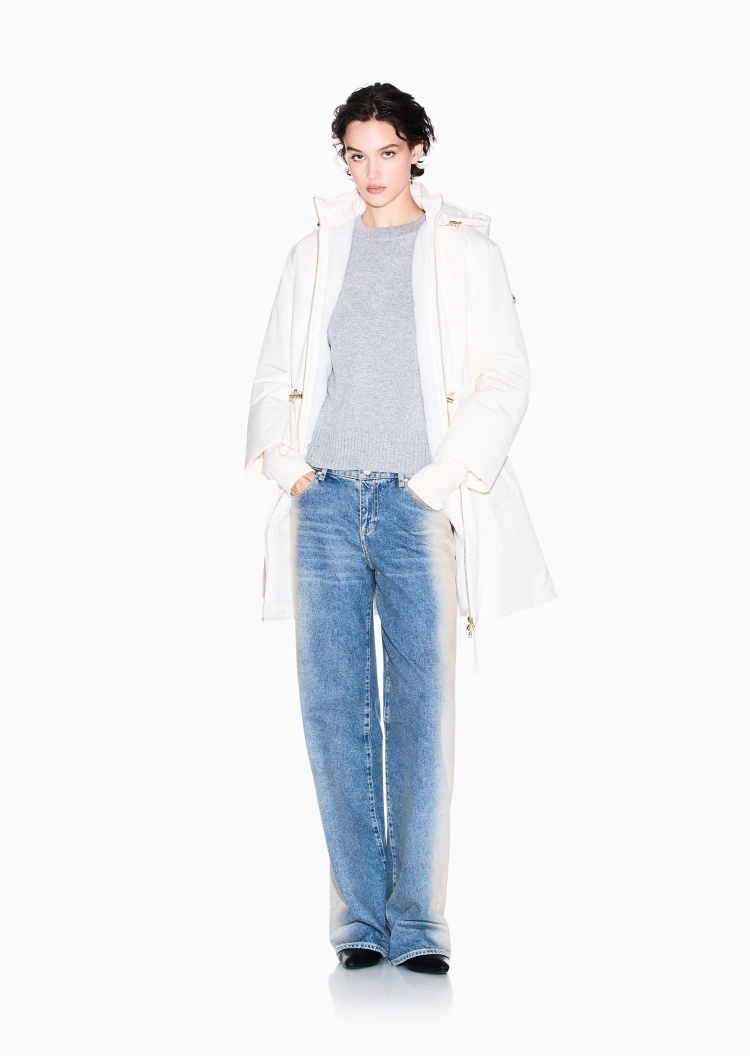 ARMANI EXCHANGE 女士长袖连帽收腰拉链纯色保暖棉服