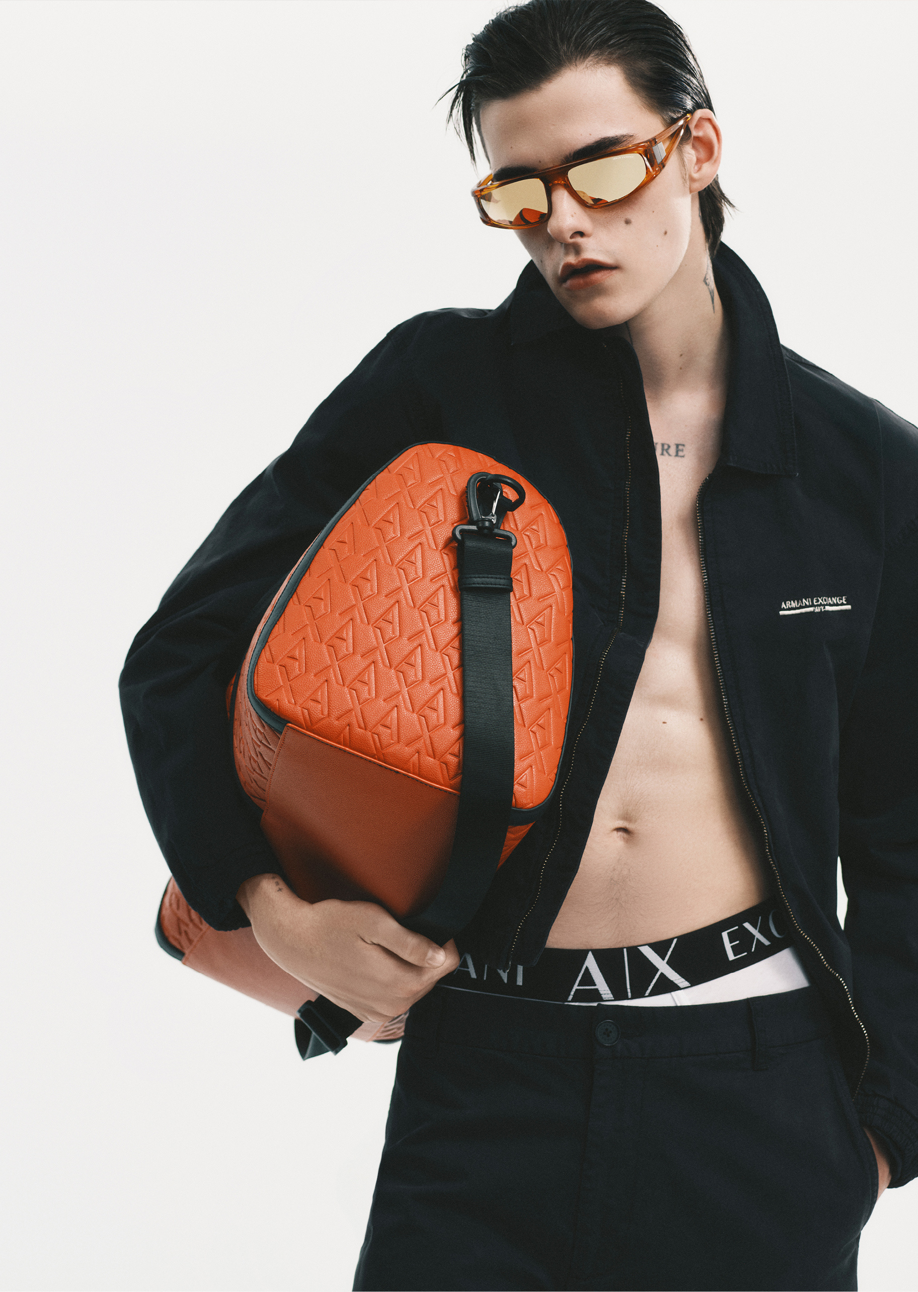 ARMANI EXCHANGE 男士纯棉微弹宽松长款锥形束脚休闲裤