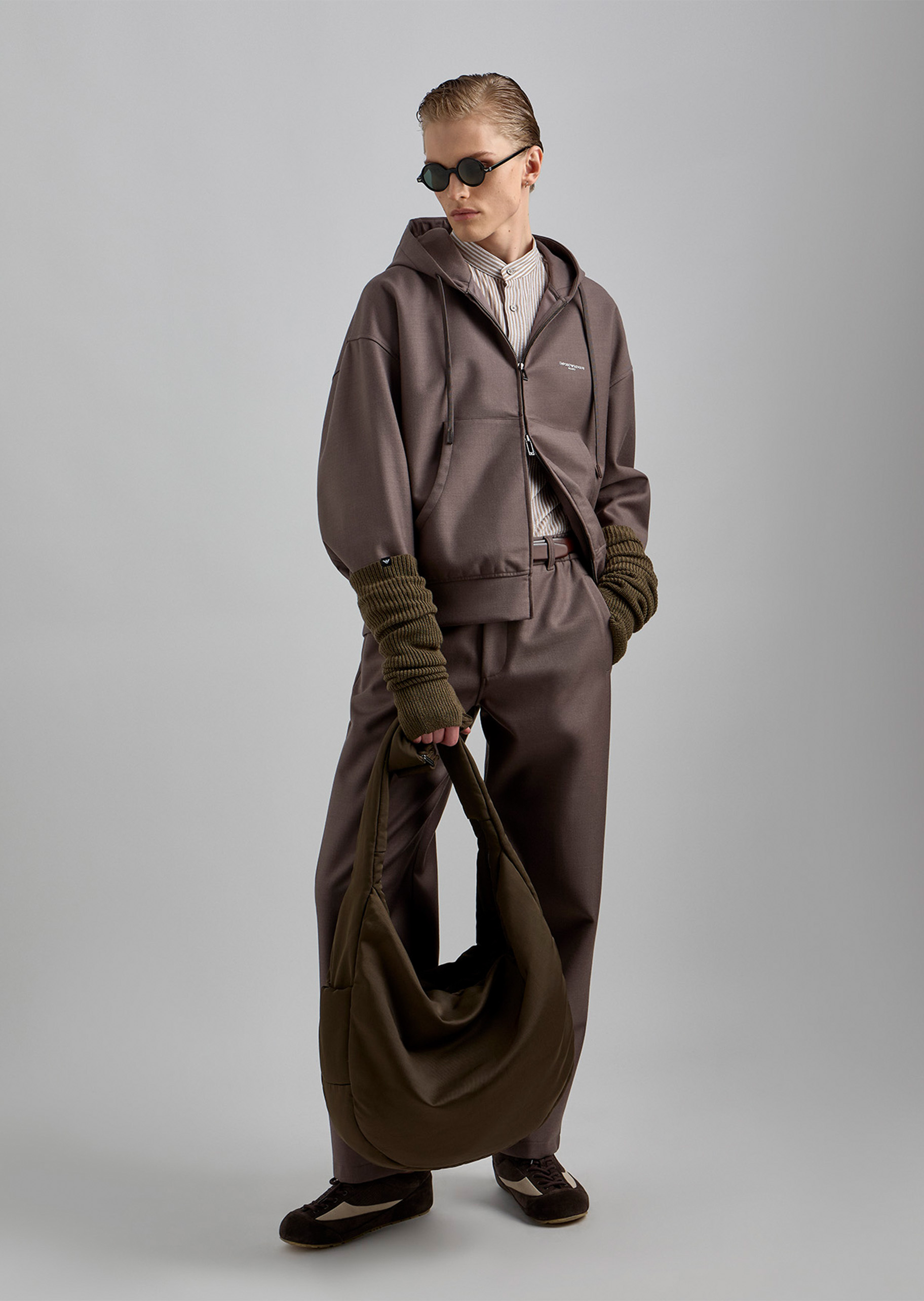 Emporio Armani 男士羊毛重磅加厚拉链开衫休闲卫衣夹克外套