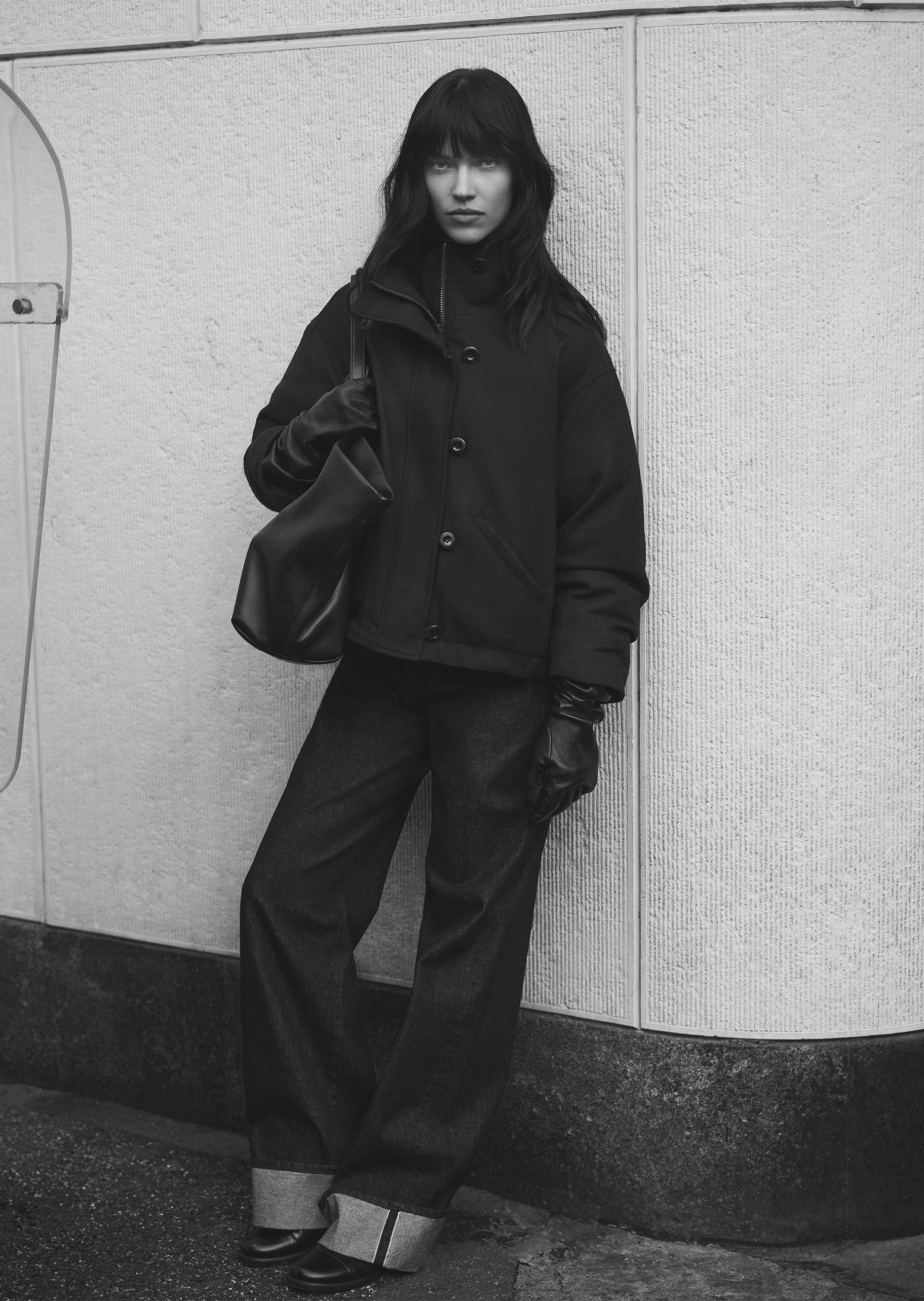 Emporio Armani 女士绵羊毛长袖立领通勤行政棉服
