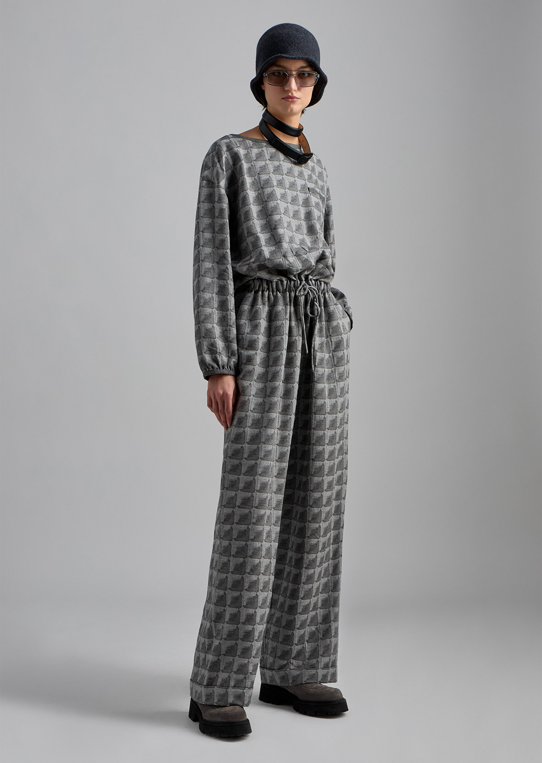 Emporio Armani 女士全绵羊毛圆顶休闲时尚钟形帽