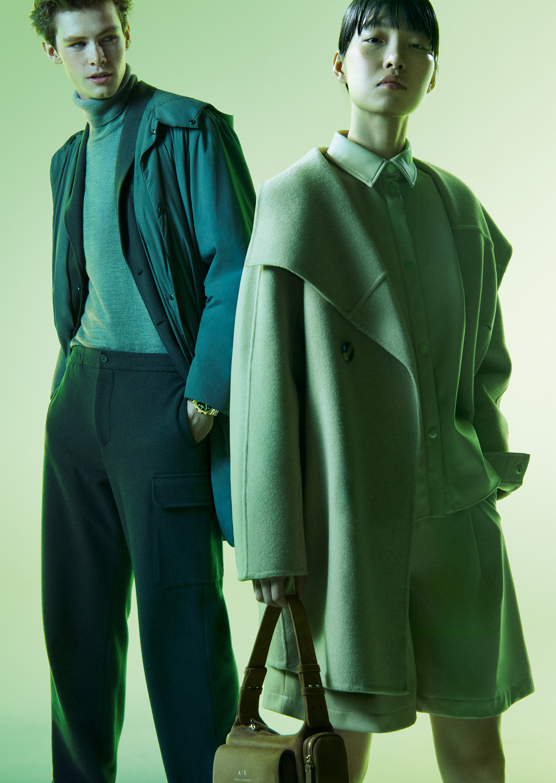 ARMANI EXCHANGE 男士长袖连帽按扣门襟纯色休闲风衣