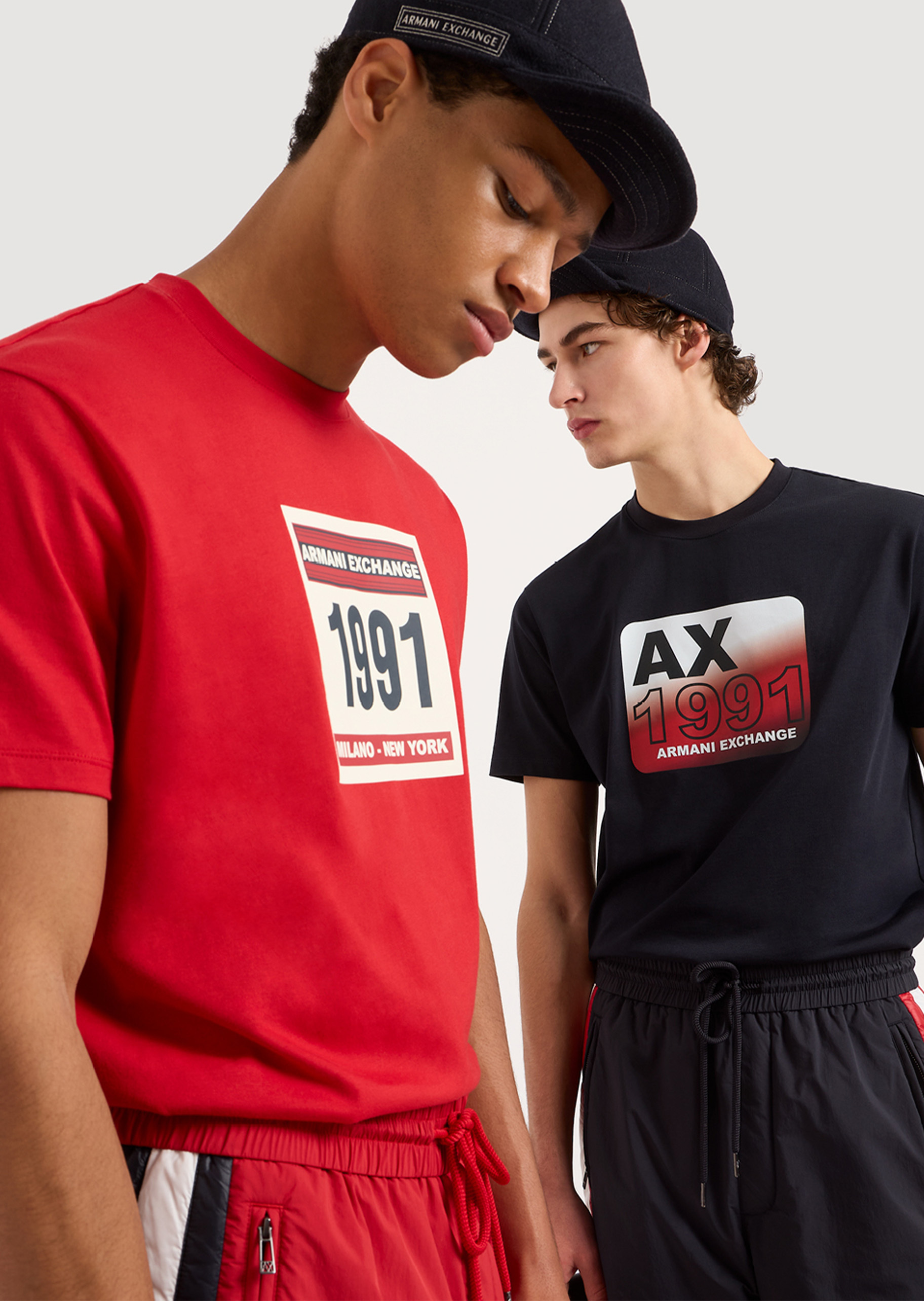 ARMANI EXCHANGE 男士纯棉合身短袖圆领时尚印花T恤