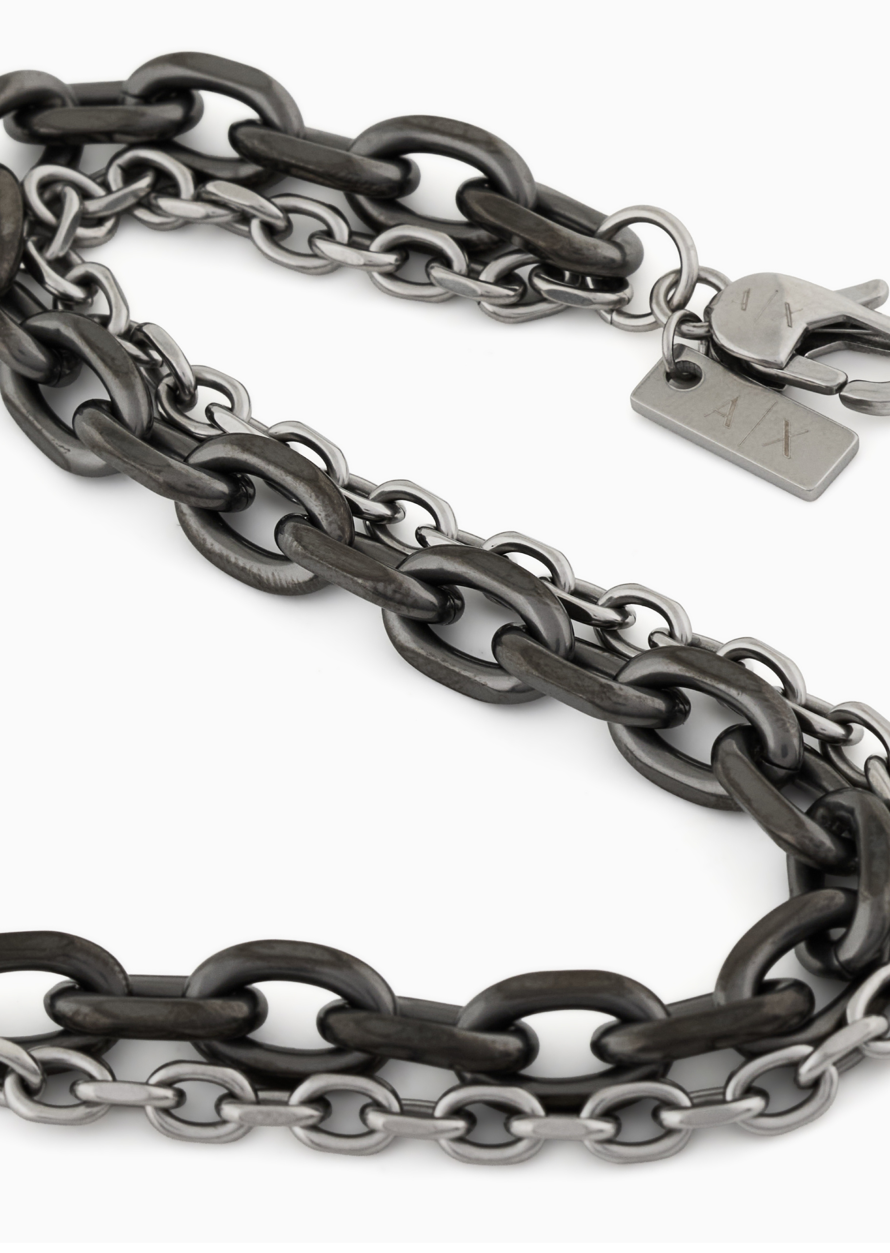 ARMANI EXCHANGE 男士钢质双层链条龙虾扣潮流手链