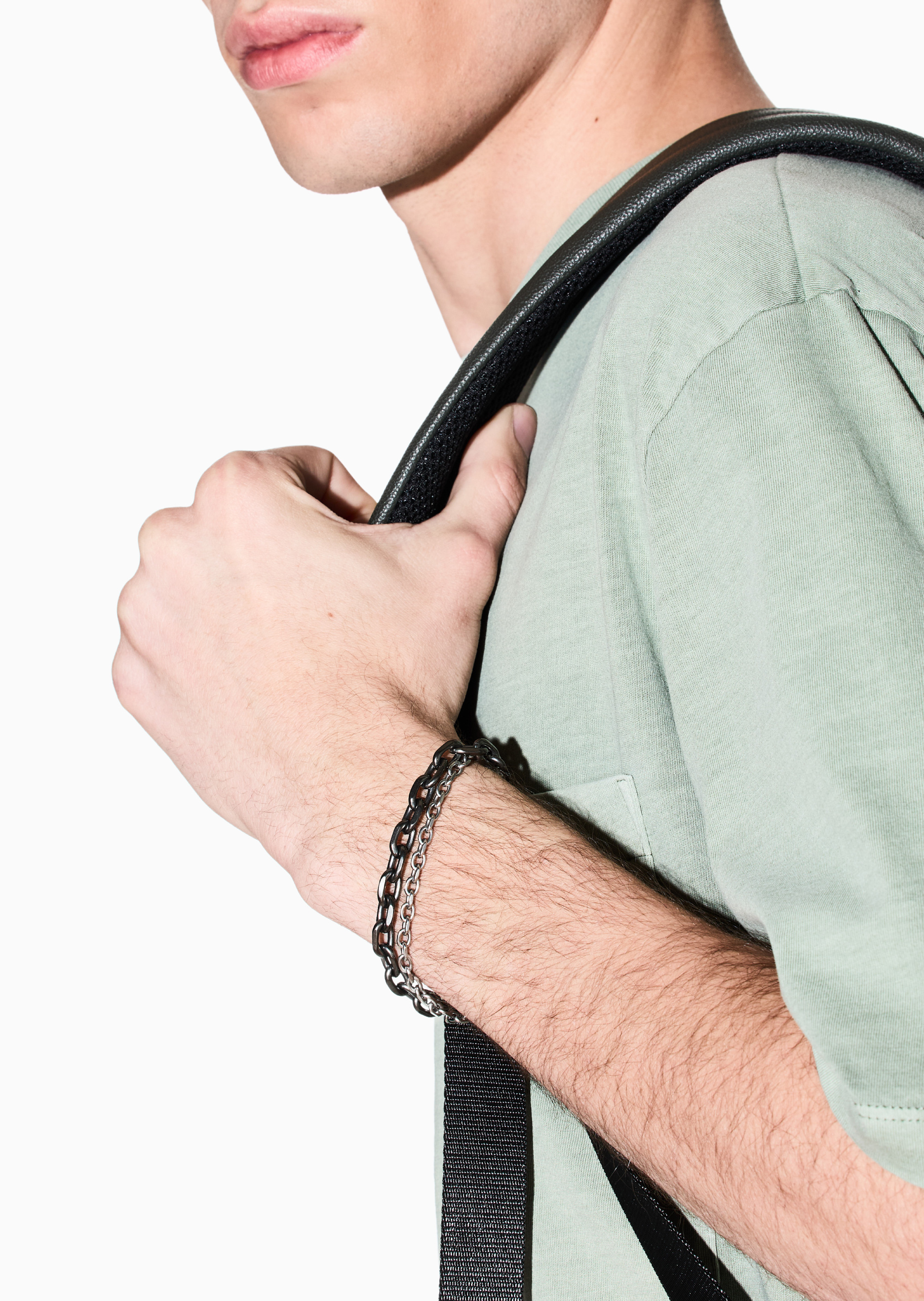 ARMANI EXCHANGE 男士钢质双层链条龙虾扣潮流手链