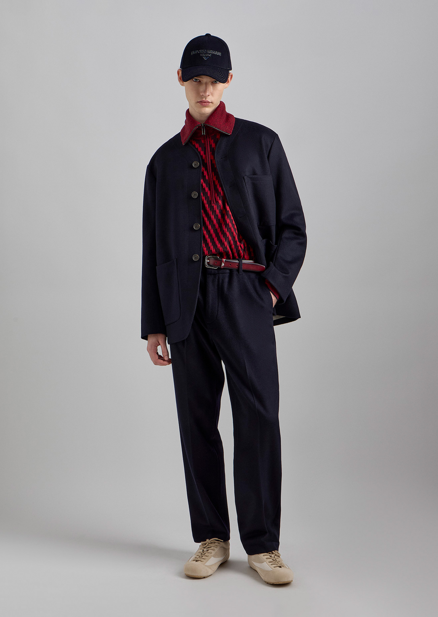 Emporio Armani 男士刺绣宽帽檐出游休闲棒球鸭舌帽