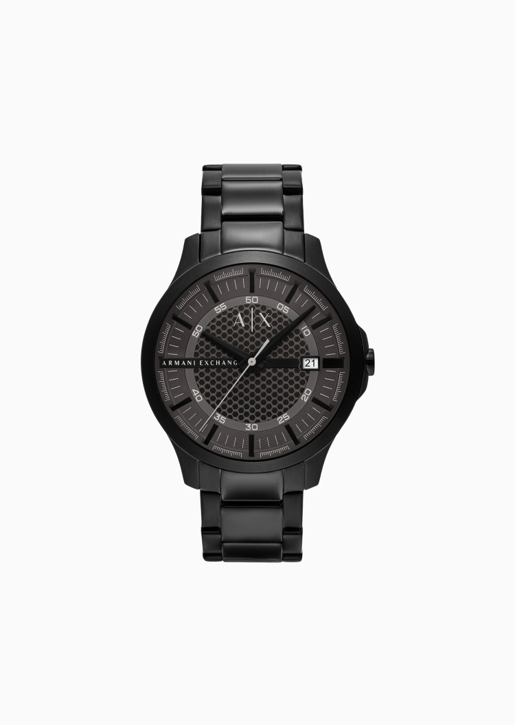 ARMANI EXCHANGE 男士圆形大表盘拉丝钢质简约石英腕表