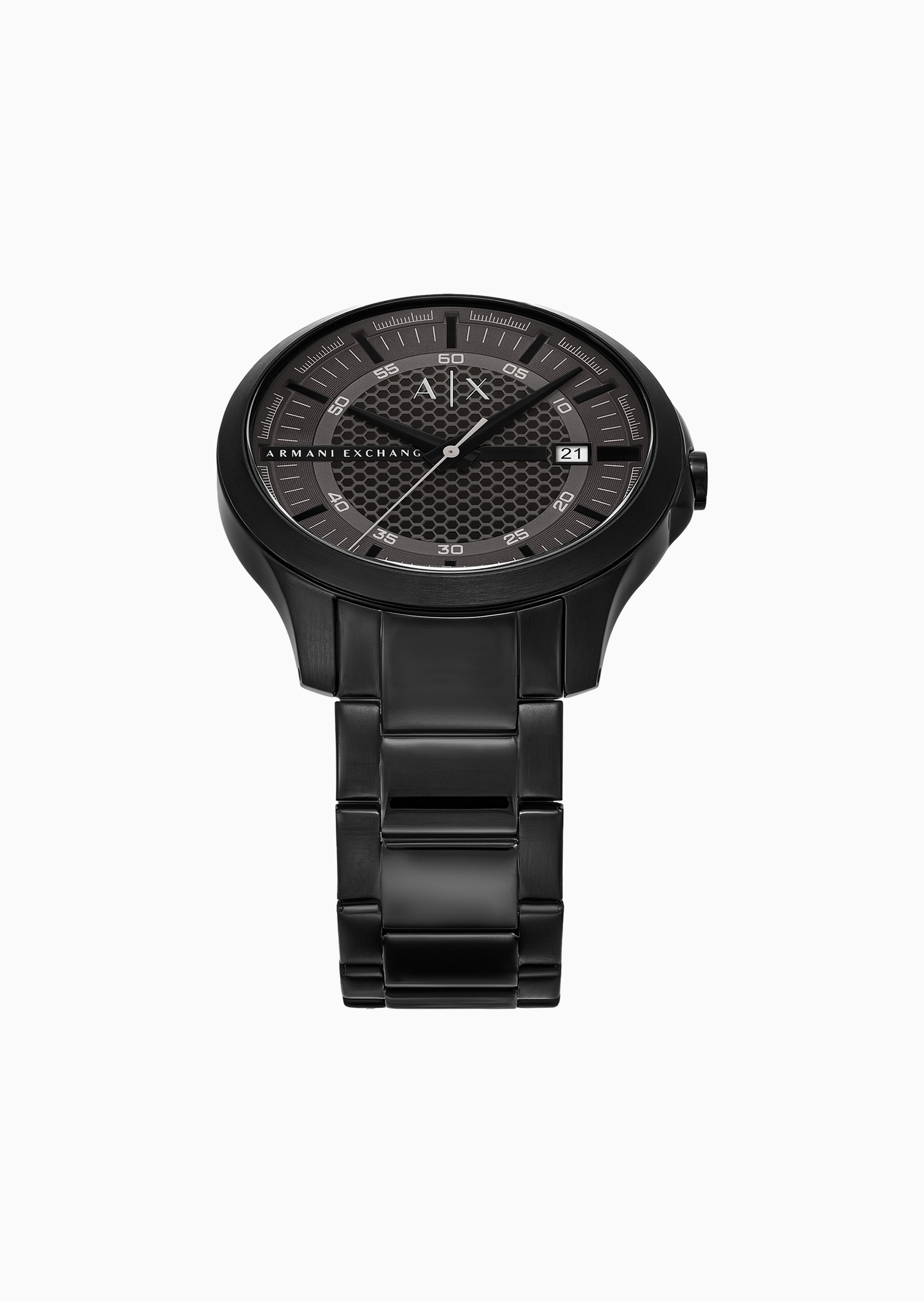 ARMANI EXCHANGE 男士圆形大表盘拉丝钢质简约石英腕表