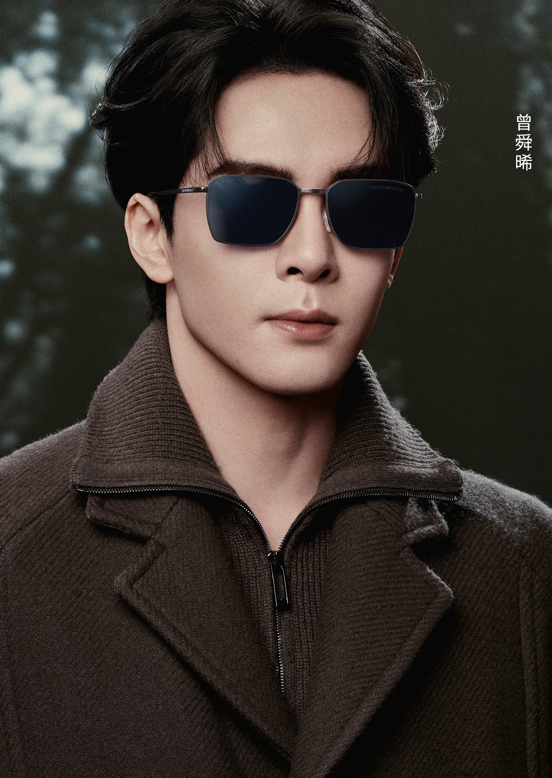 Emporio Armani 男士方形金属细框复古时尚太阳眼镜墨镜