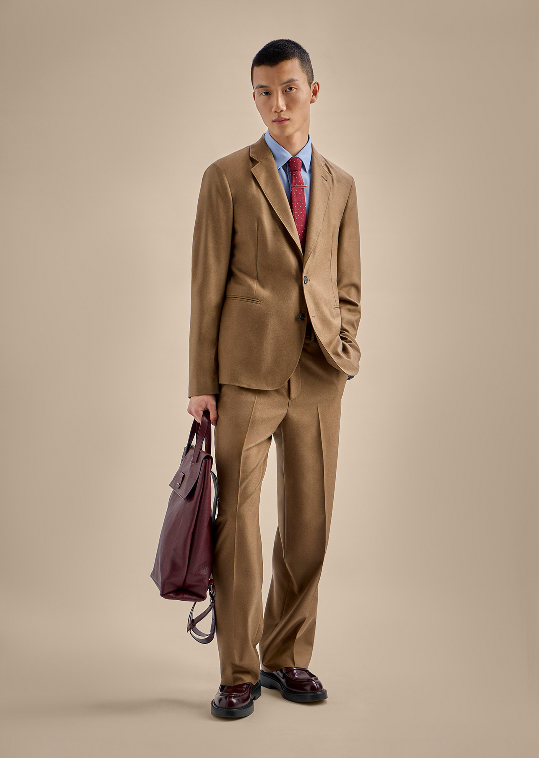 Emporio Armani 男士牛皮革商务休闲手提双肩公文包