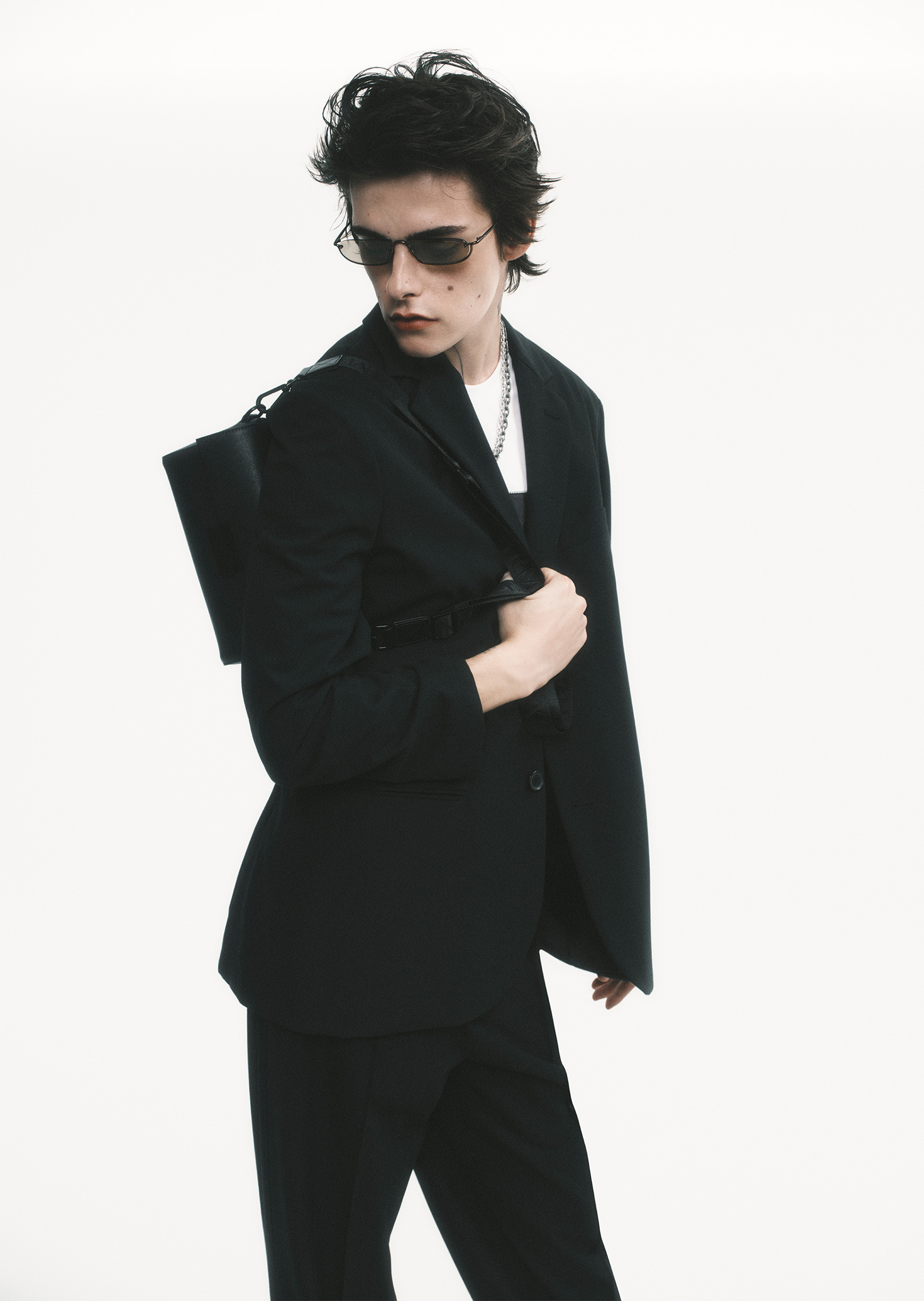 ARMANI EXCHANGE 男士长袖平驳领单排扣休闲西装外套