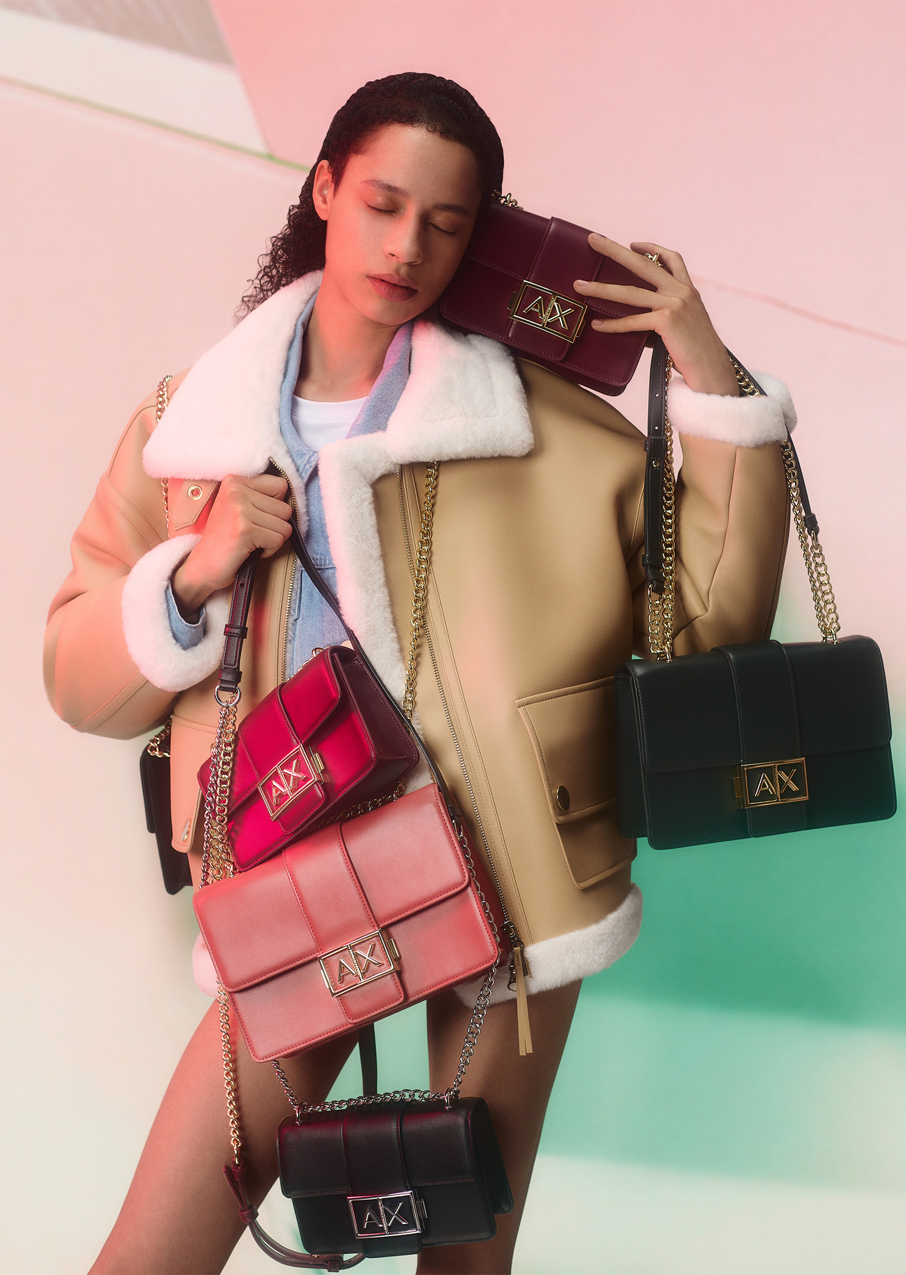 ARMANI EXCHANGE 女士商务通勤迷你单肩斜挎邮差包