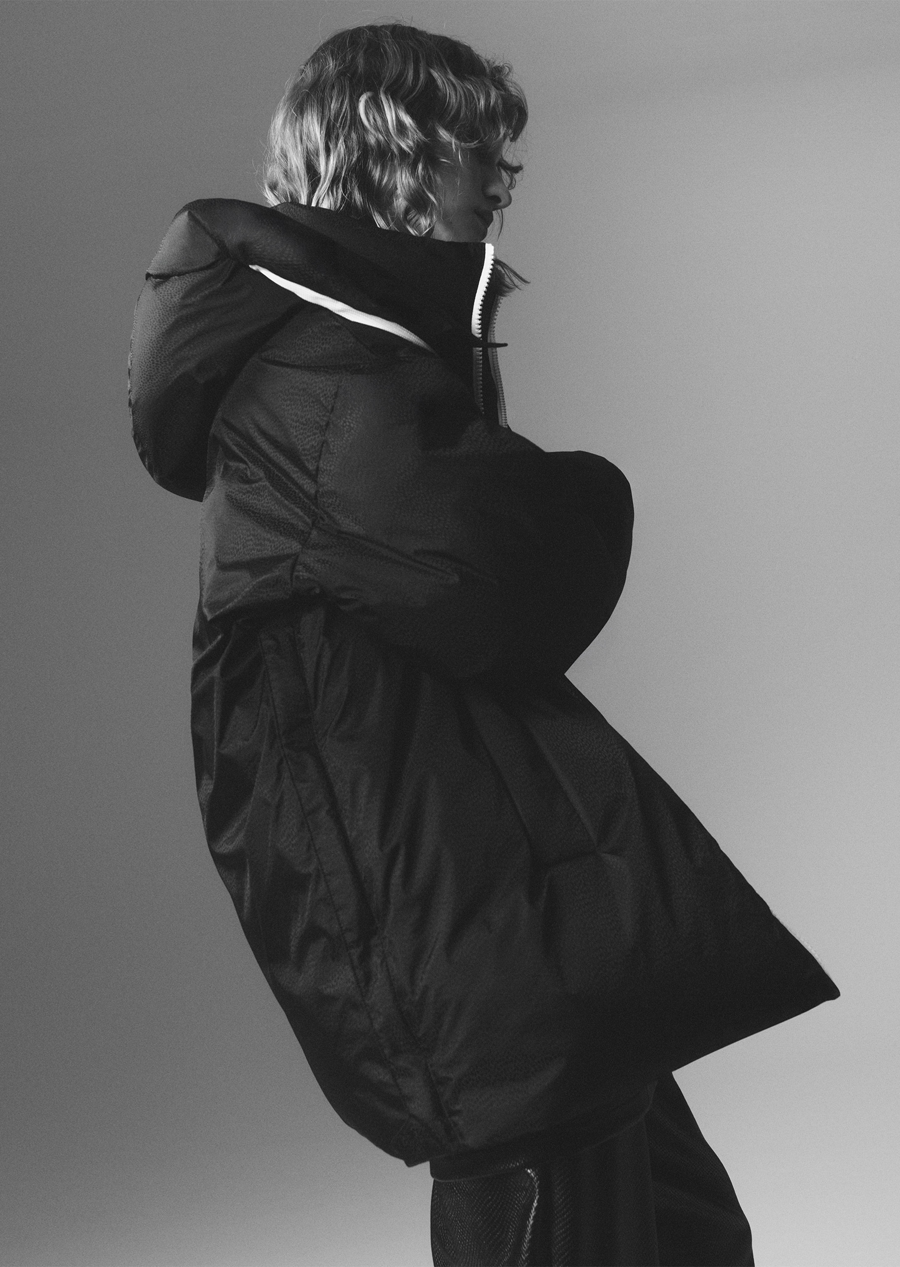ARMANI EXCHANGE 女士中长款连帽撞色面包夹克棉服外套