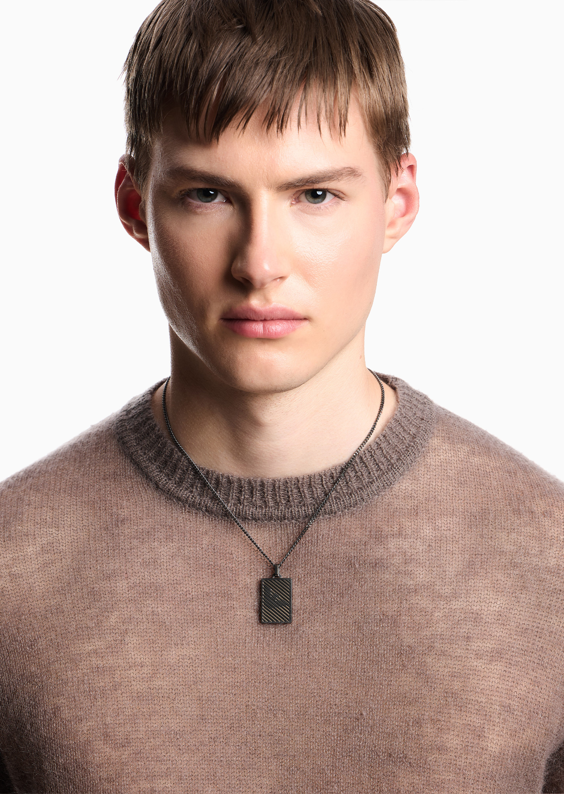 Emporio Armani 男士钢质条纹镂空鹰标项链手链礼盒套装