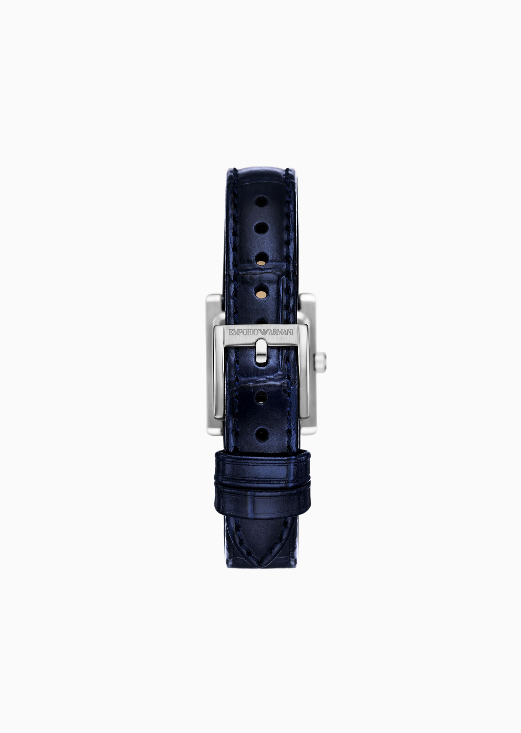 Emporio Armani 女士皮革腕带水晶小方表石英腕表
