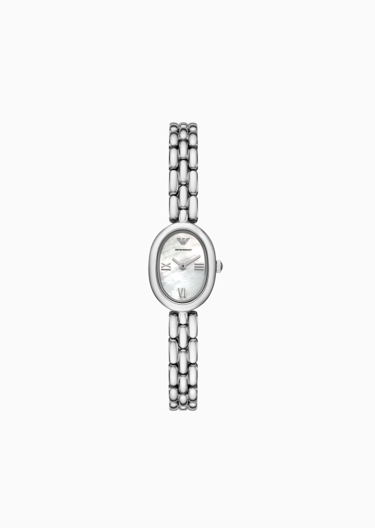 Emporio Armani 女士椭圆形多链节钢链简约石英腕表