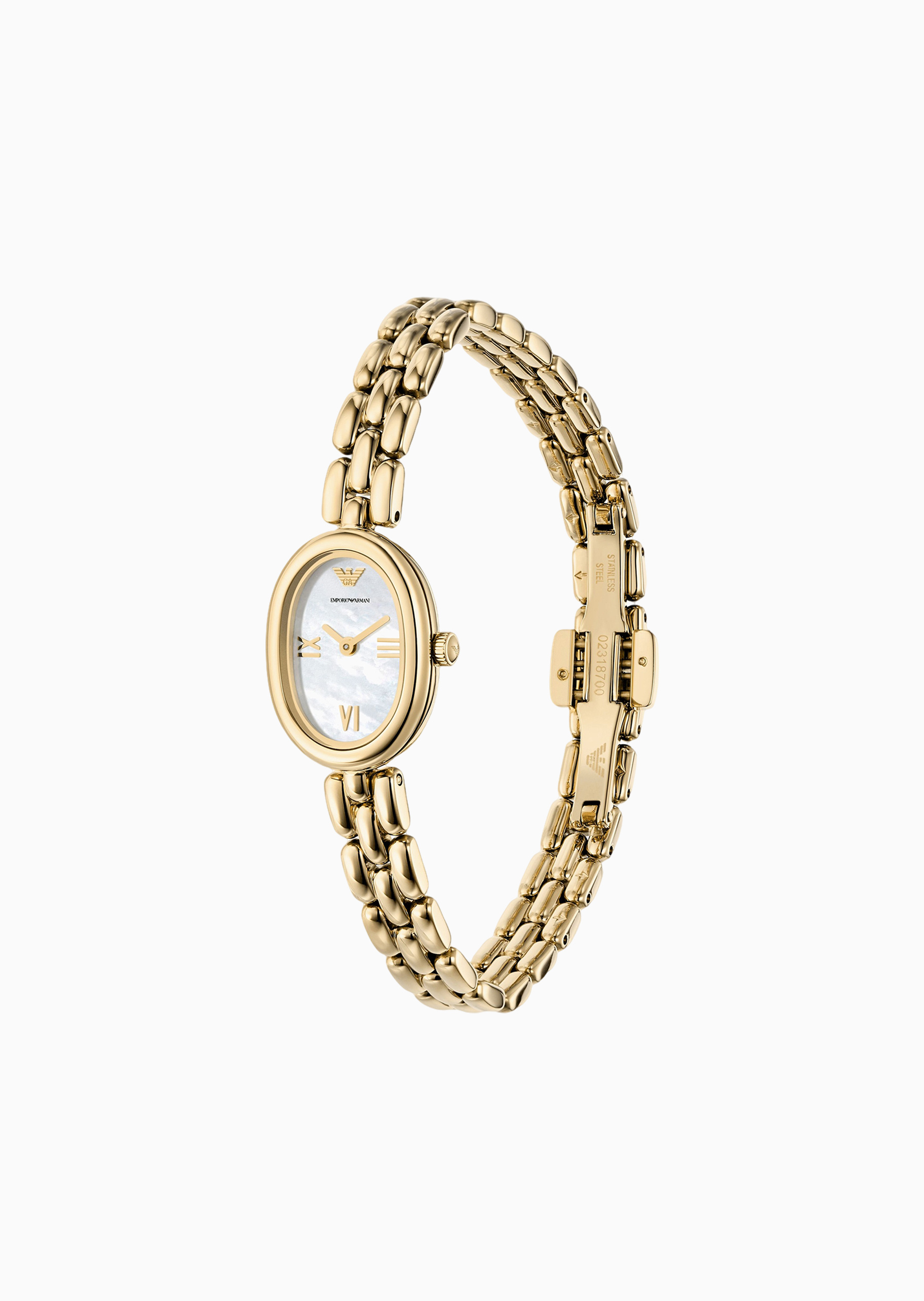 Emporio Armani 女士椭圆形多链节钢链简约石英腕表