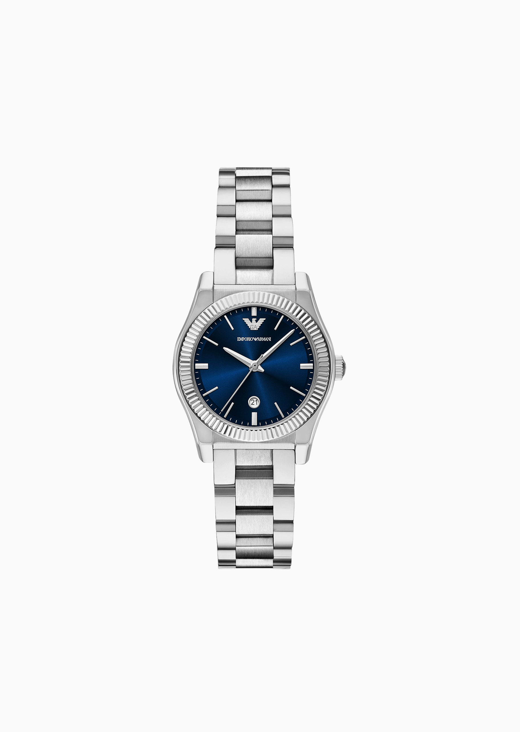 Emporio Armani 女士素色钢带时尚简约优雅石英腕表