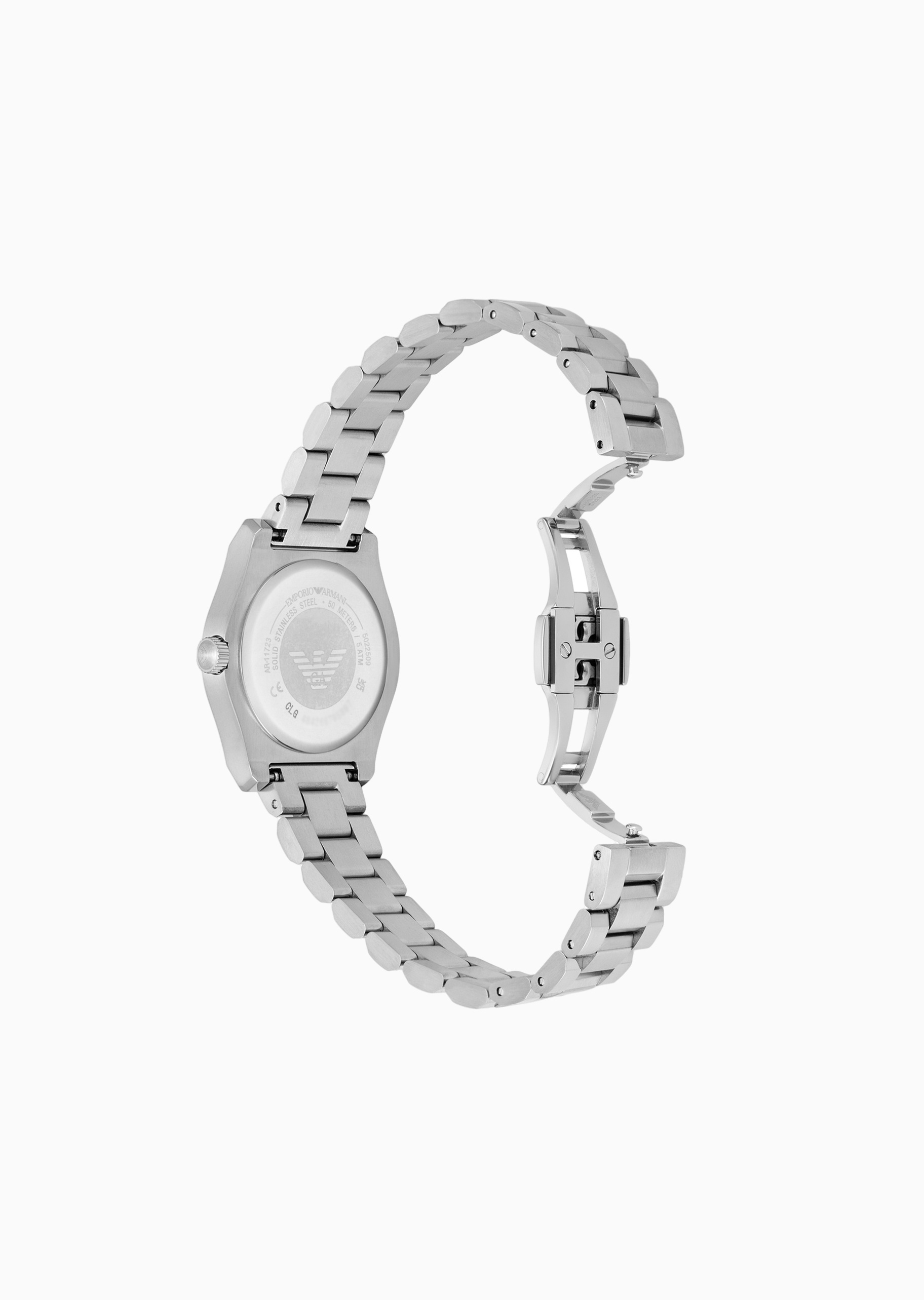 Emporio Armani 女士素色钢带时尚简约优雅石英腕表