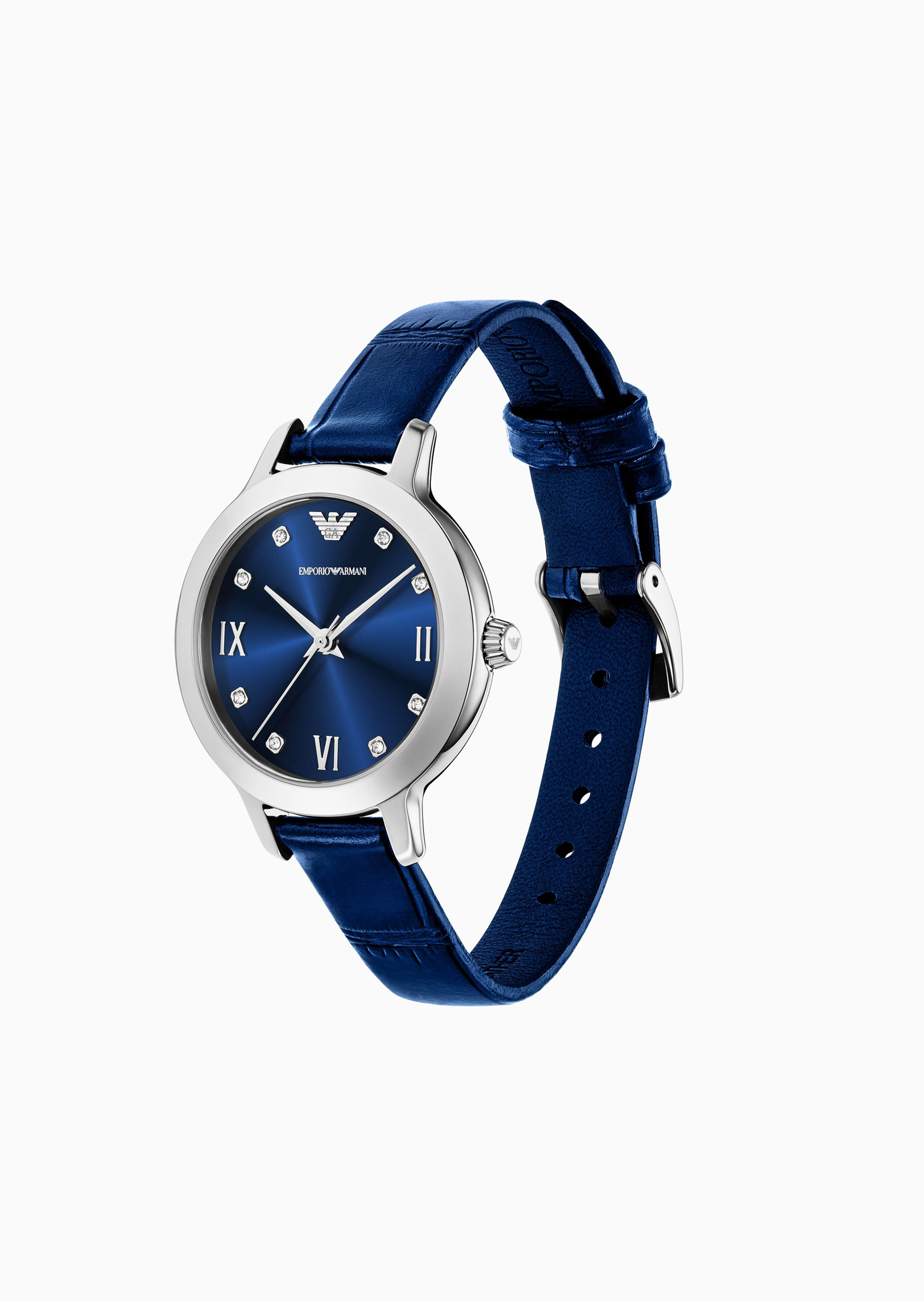 Emporio Armani 女士密镶皮革腕带石英腕表手链套装