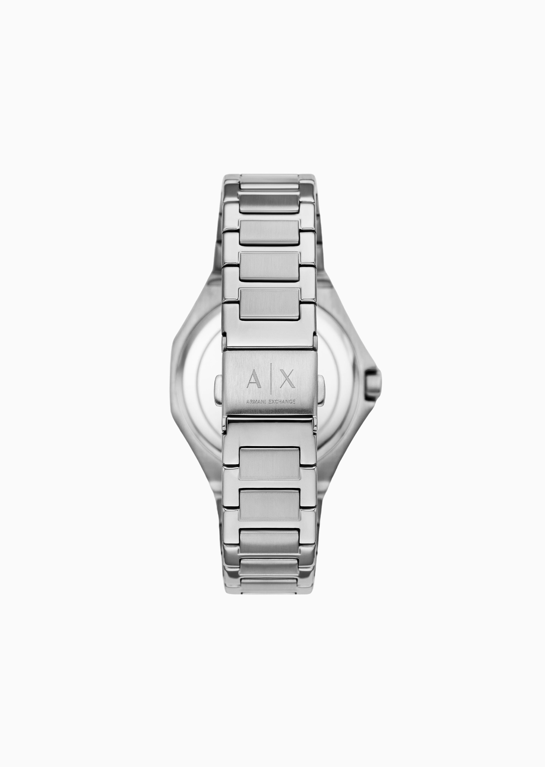 ARMANI EXCHANGE 女士八角形素色钢带环绕镶嵌石英腕表