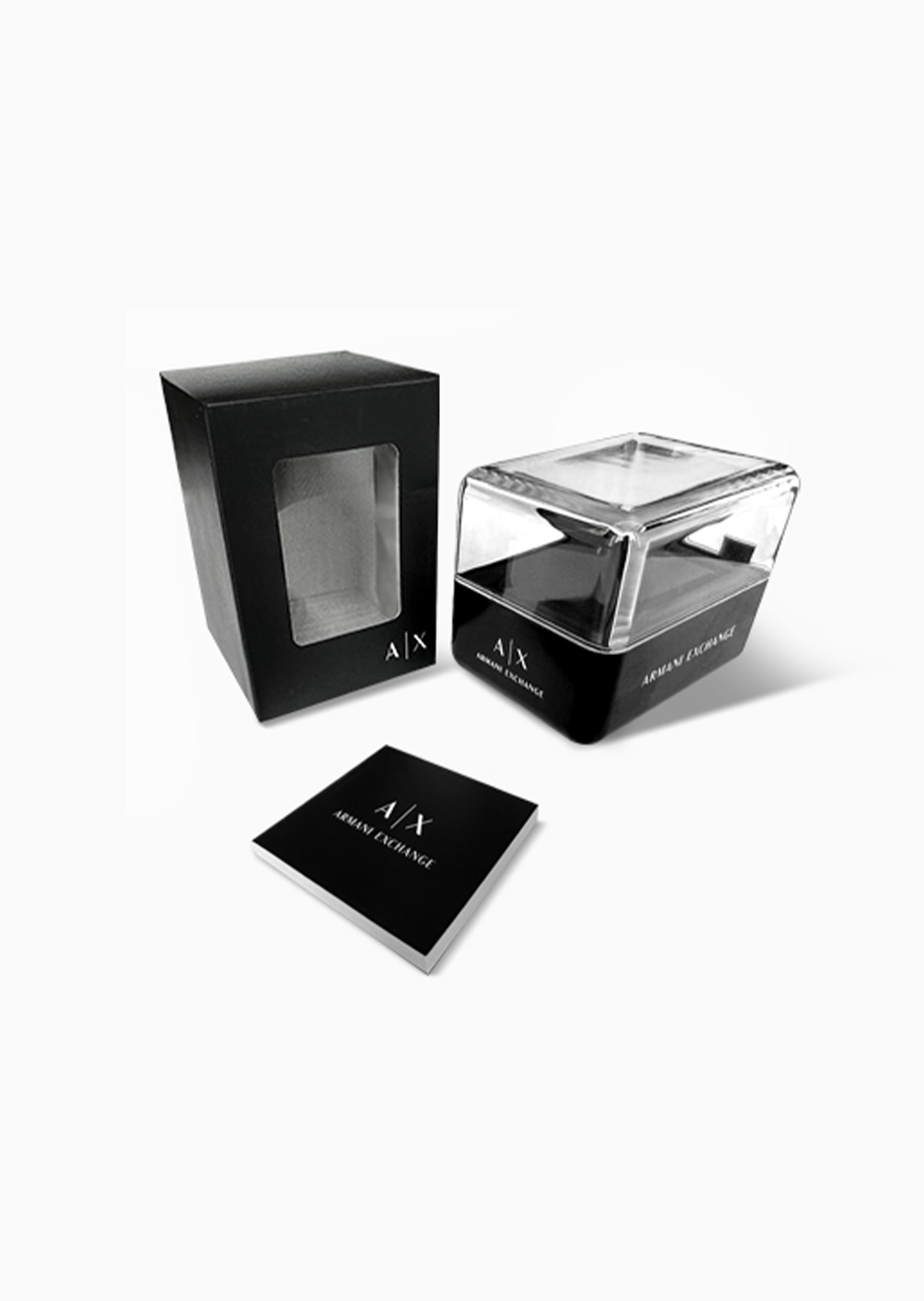 ARMANI EXCHANGE 女士八角形素色钢带环绕镶嵌石英腕表