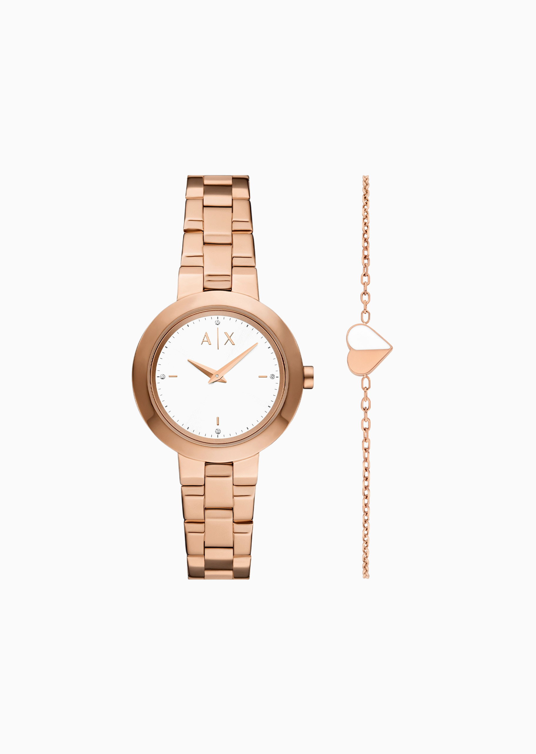 ARMANI EXCHANGE 女士钢质双针优雅石英腕表手链套装
