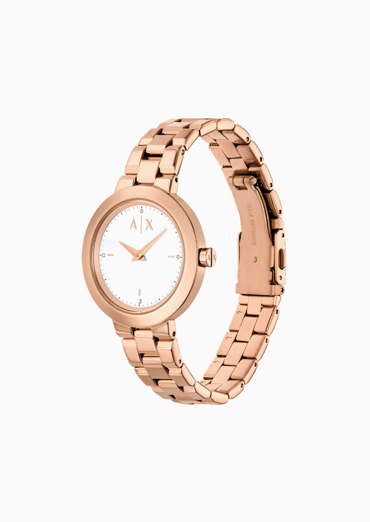 ARMANI EXCHANGE 女士钢质双针优雅石英腕表手链套装