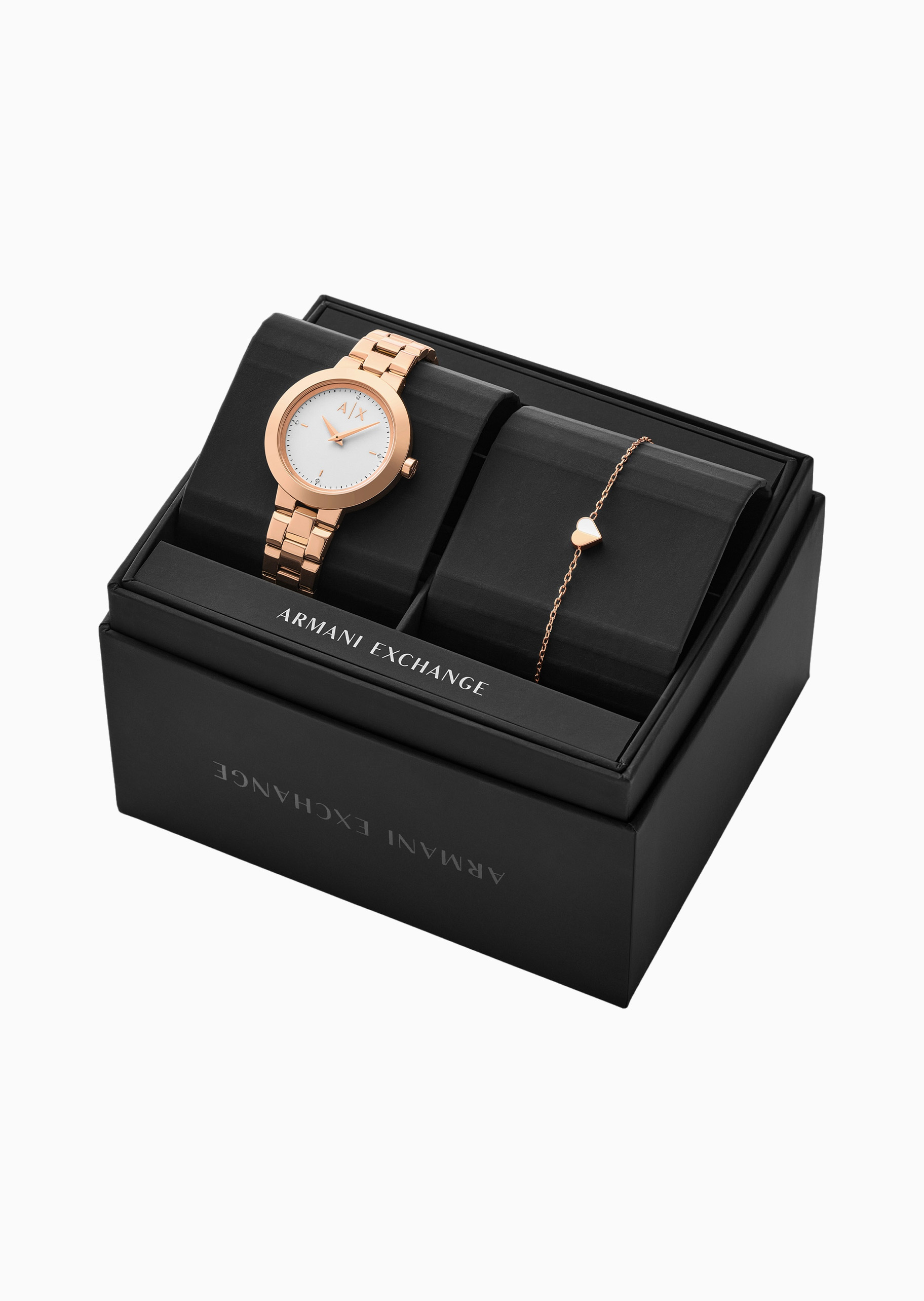 ARMANI EXCHANGE 女士钢质双针优雅石英腕表手链套装