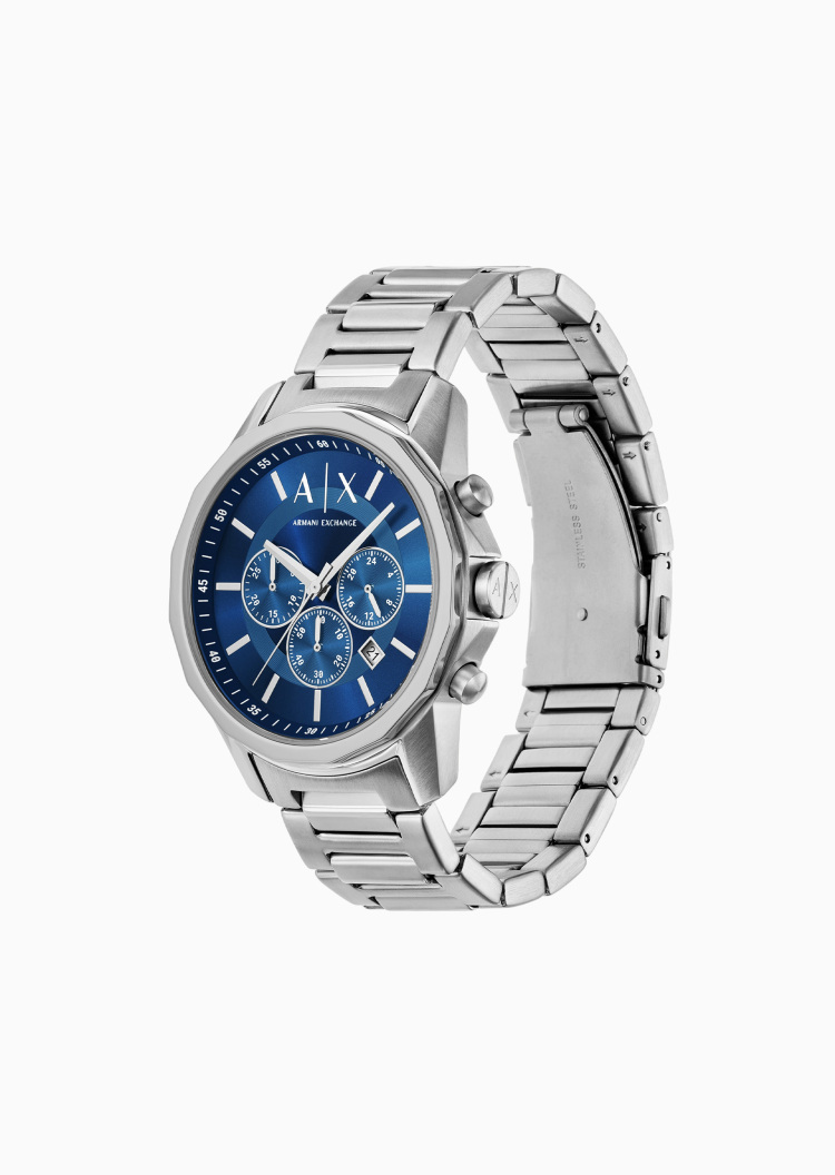 ARMANI EXCHANGE 男士大表盘钢质石英腕表手链套装