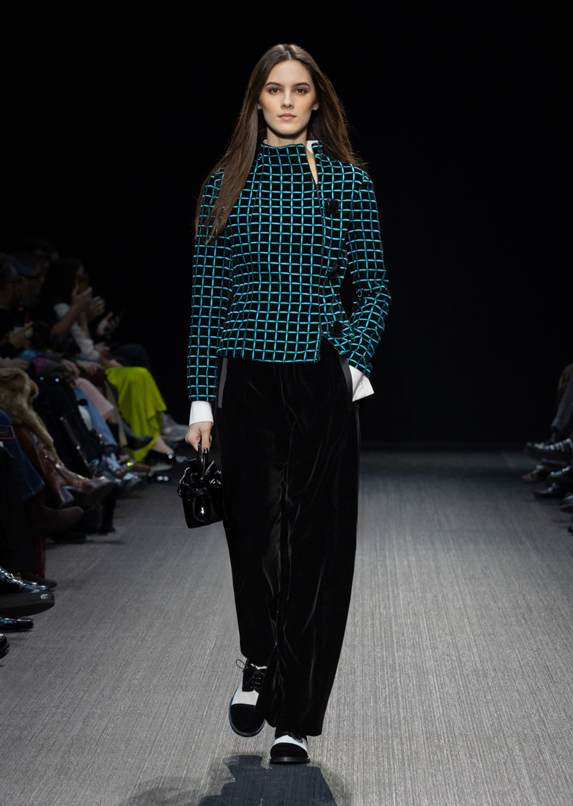 Emporio Armani 女士秀场同款拼接磨毛复古商务系带鞋