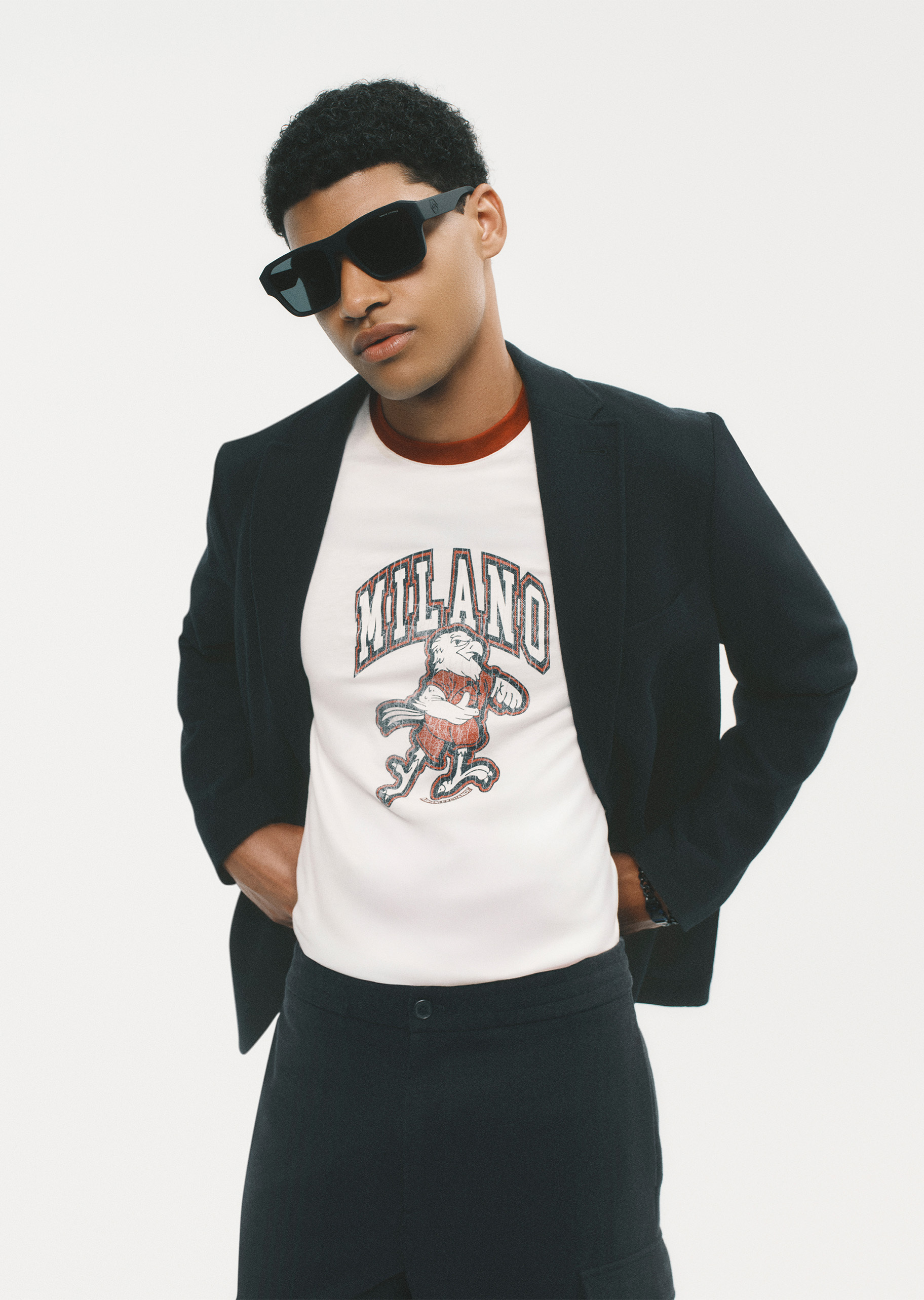 ARMANI EXCHANGE 男士绵羊毛长袖平驳领单排扣休闲西装外套