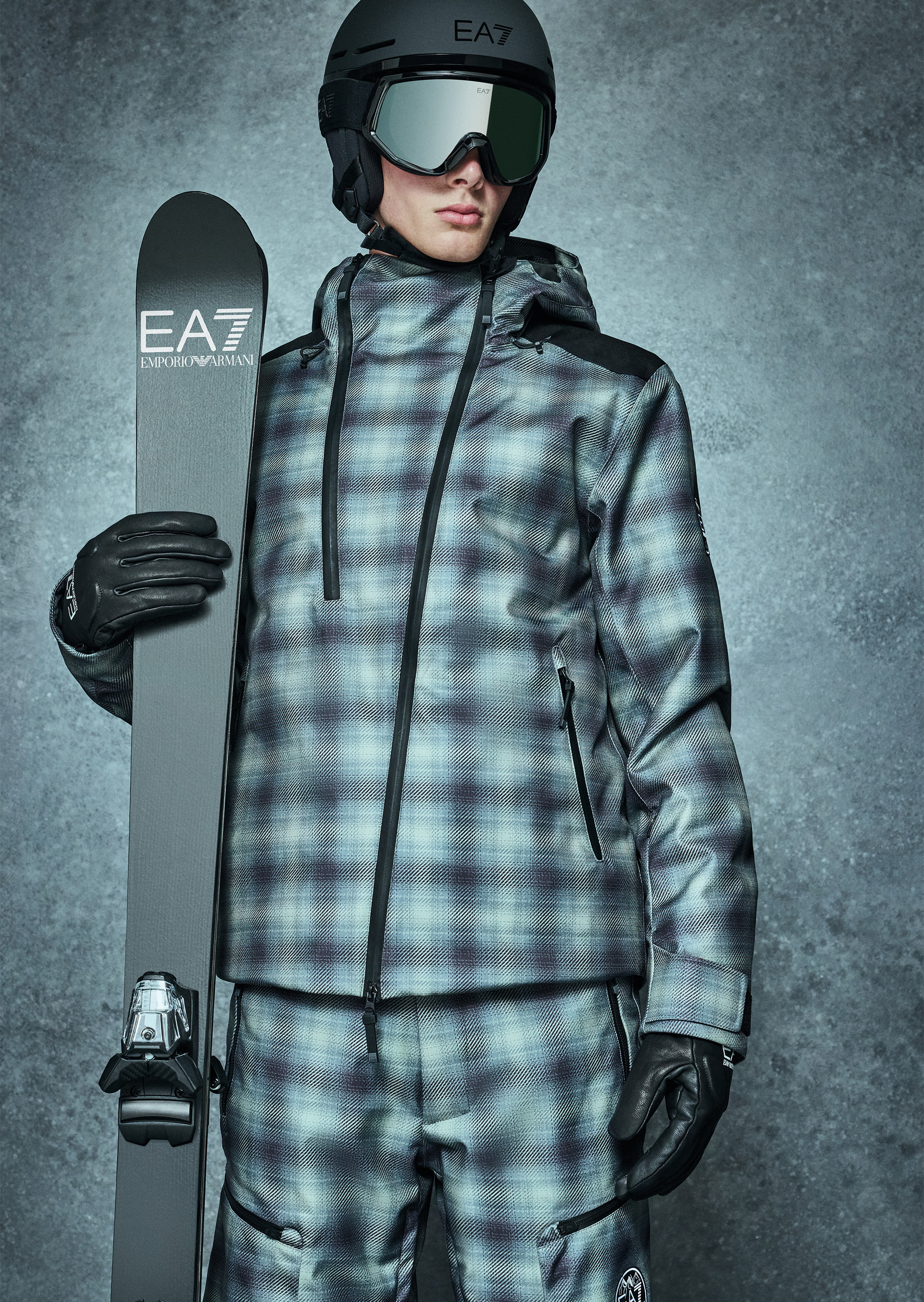 EA7 男士长袖连帽户外滑雪面包夹克棉服