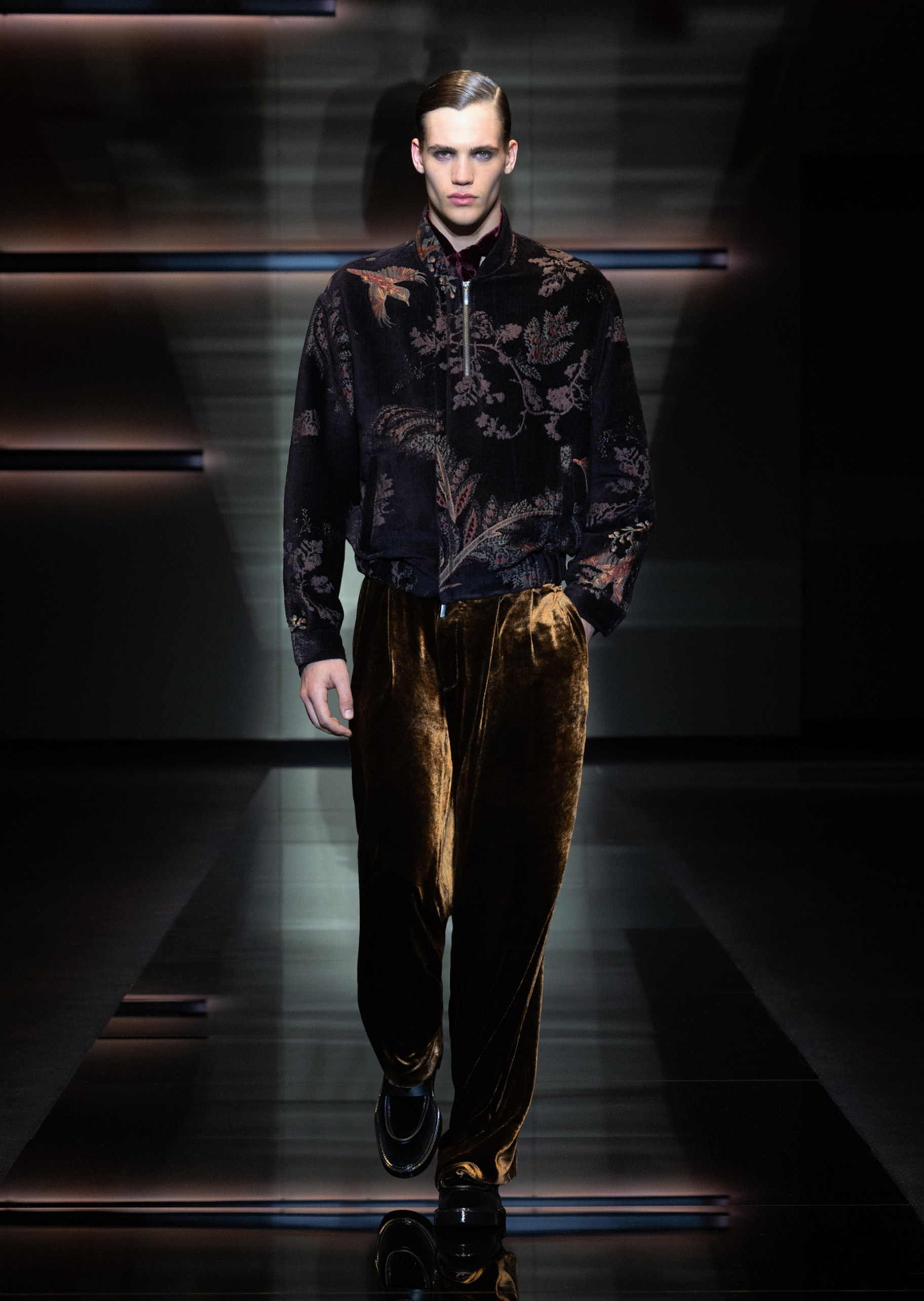 Emporio Armani 男士秀场同款棒球领运动商务休闲复古夹克