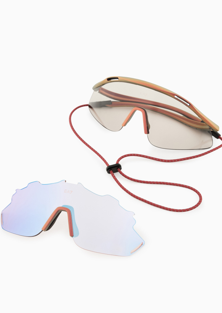 EA7 男士不规则形双镜片运动太阳眼镜