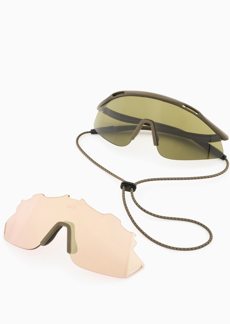 EA7 男士不规则形双镜片运动太阳眼镜