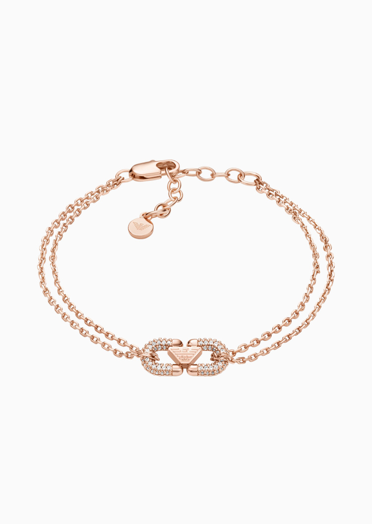 Emporio Armani 马年限定女士双层链条鹰标环扣密镶手链