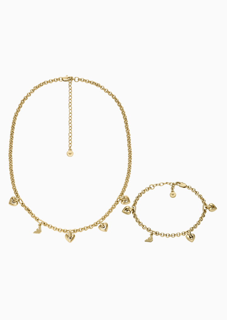 Emporio Armani 女士心形吊坠串联项链手链礼盒套装