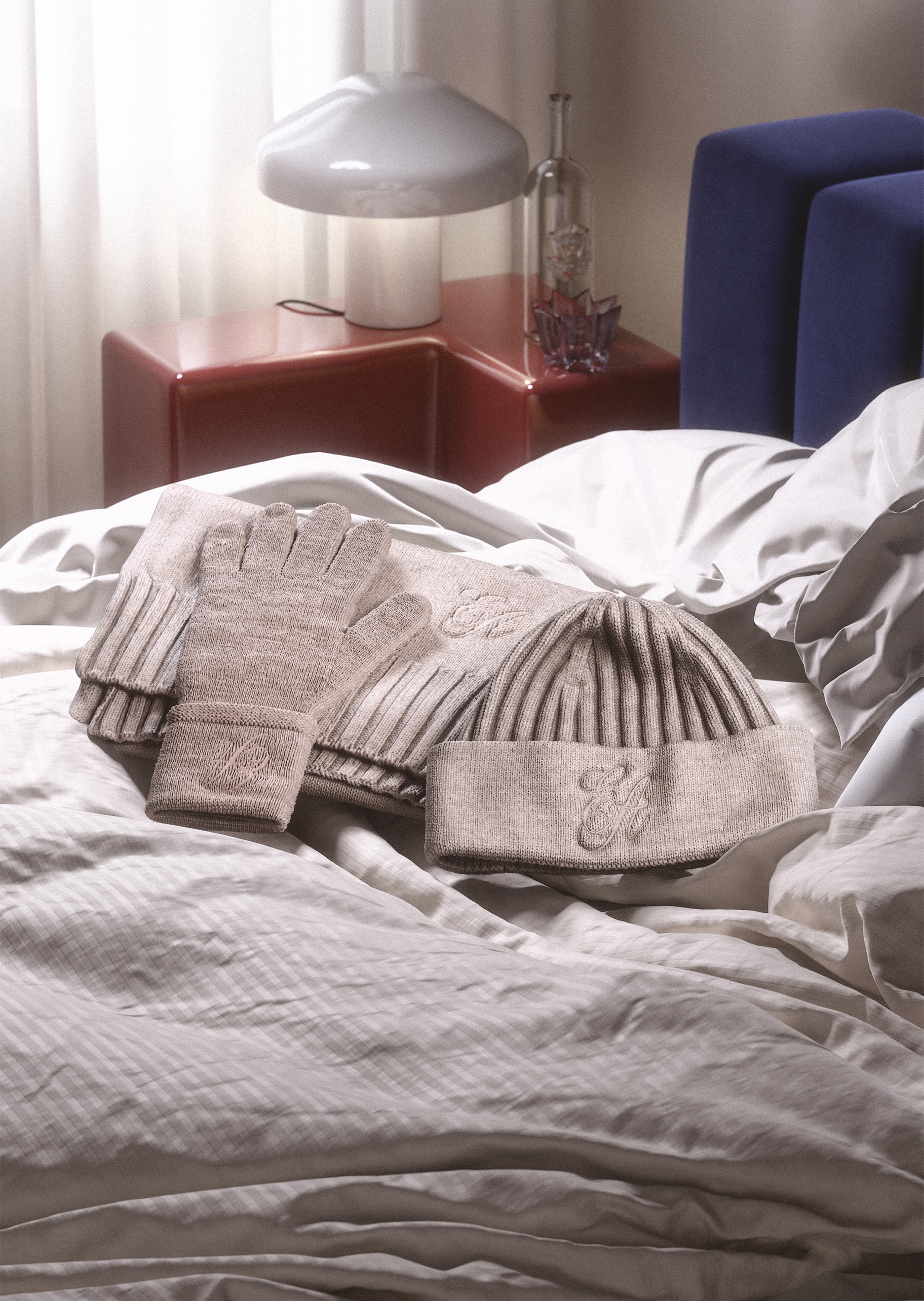 Emporio Armani 女士全绵羊毛长方形保暖刺绣纯色围巾