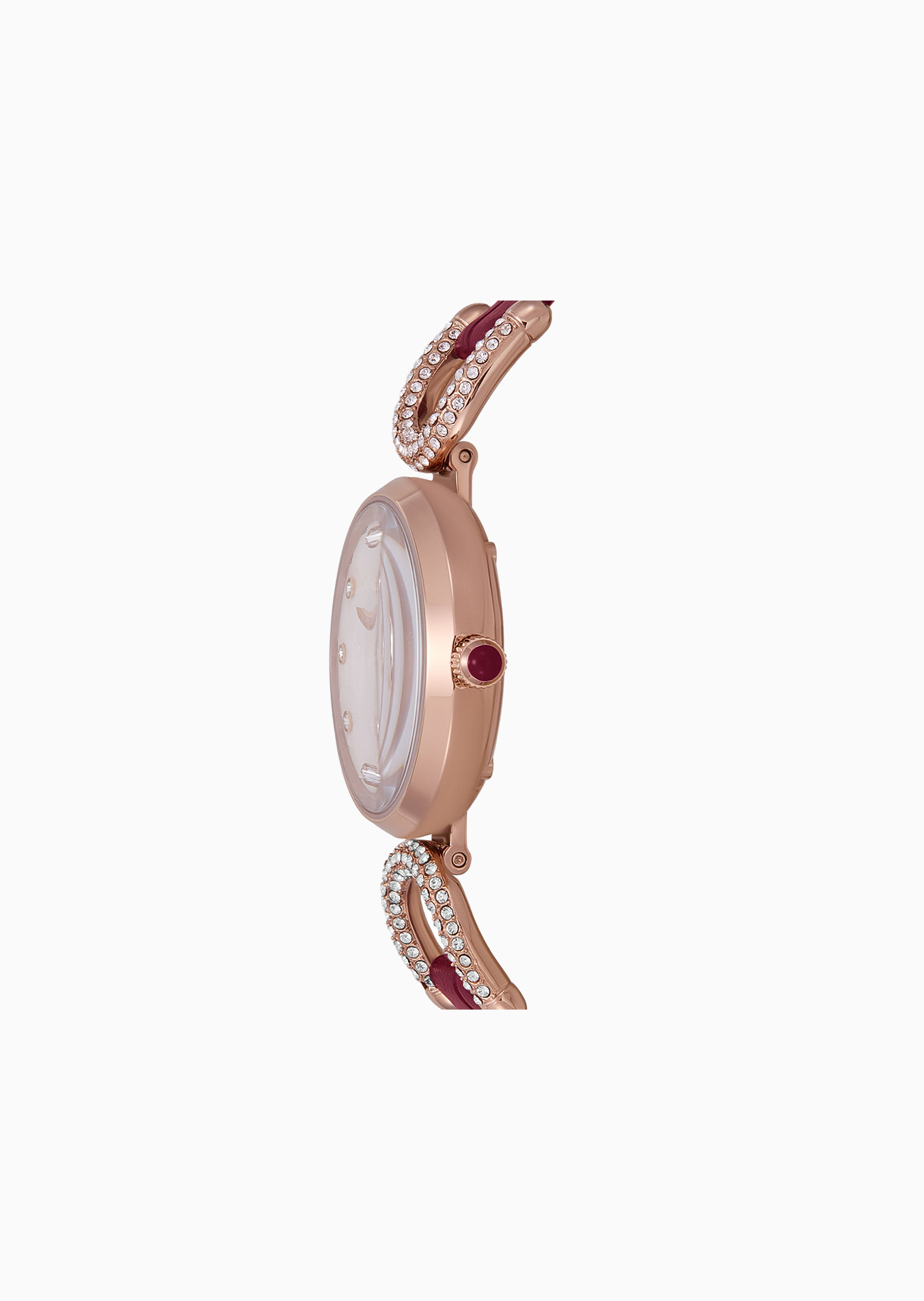 Emporio Armani 马年限定女士圆形密镶皮革腕带石英腕表