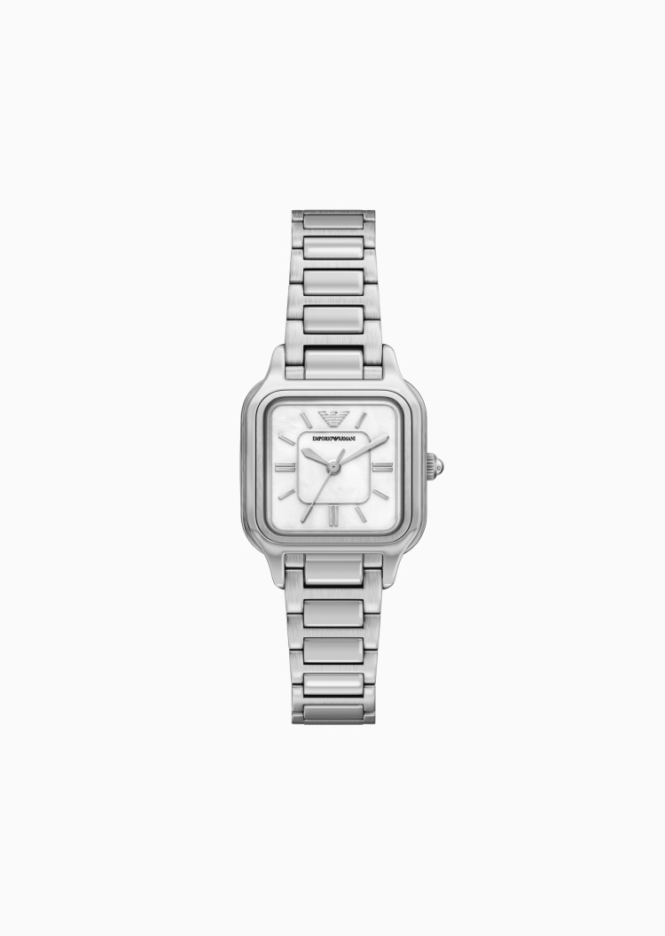 Emporio Armani 女士小方表钢质表带优雅石英腕表