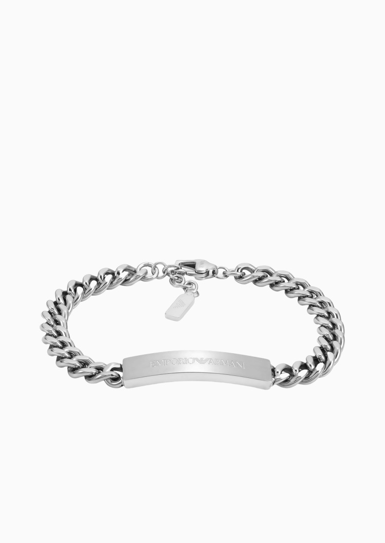 Emporio Armani 曾舜晞同款男士钢质古巴链鹰标饰牌手链