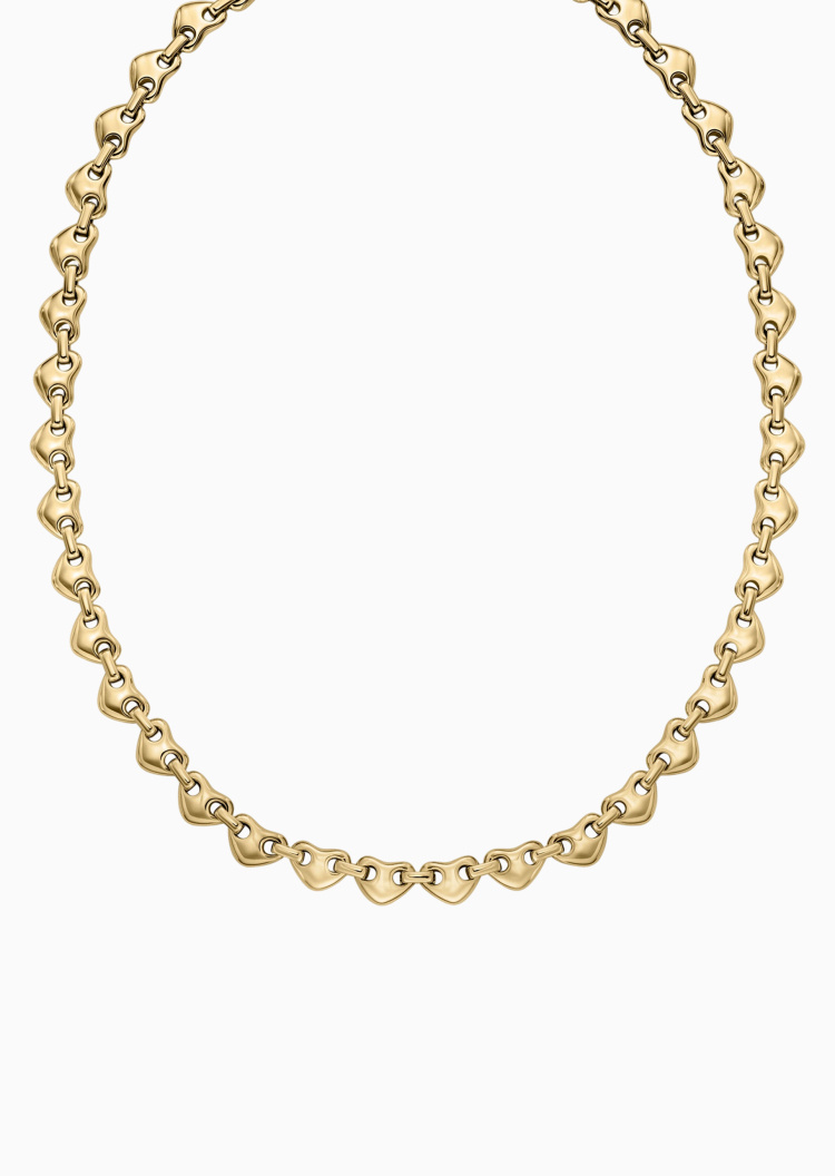 Emporio Armani 女士复古金色心形串联龙虾扣项链