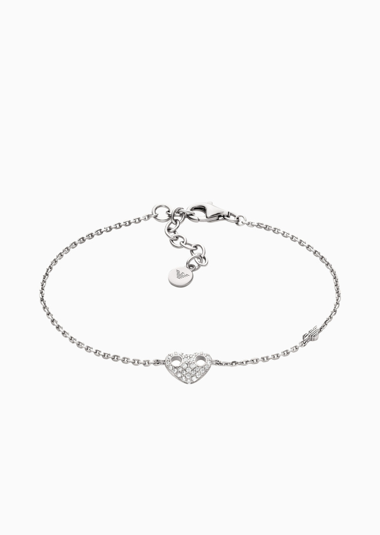 Emporio Armani 女士心形密镶龙虾扣时尚优雅手链