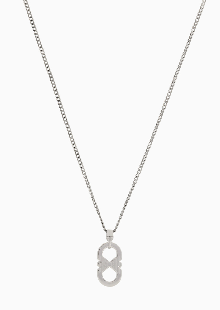 Emporio Armani 男士钢质鹰标吊坠龙虾扣潮流项链