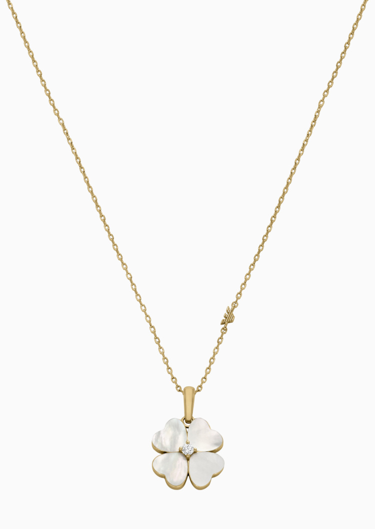 Emporio Armani 女士贝母四叶草吊坠龙虾扣优雅项链